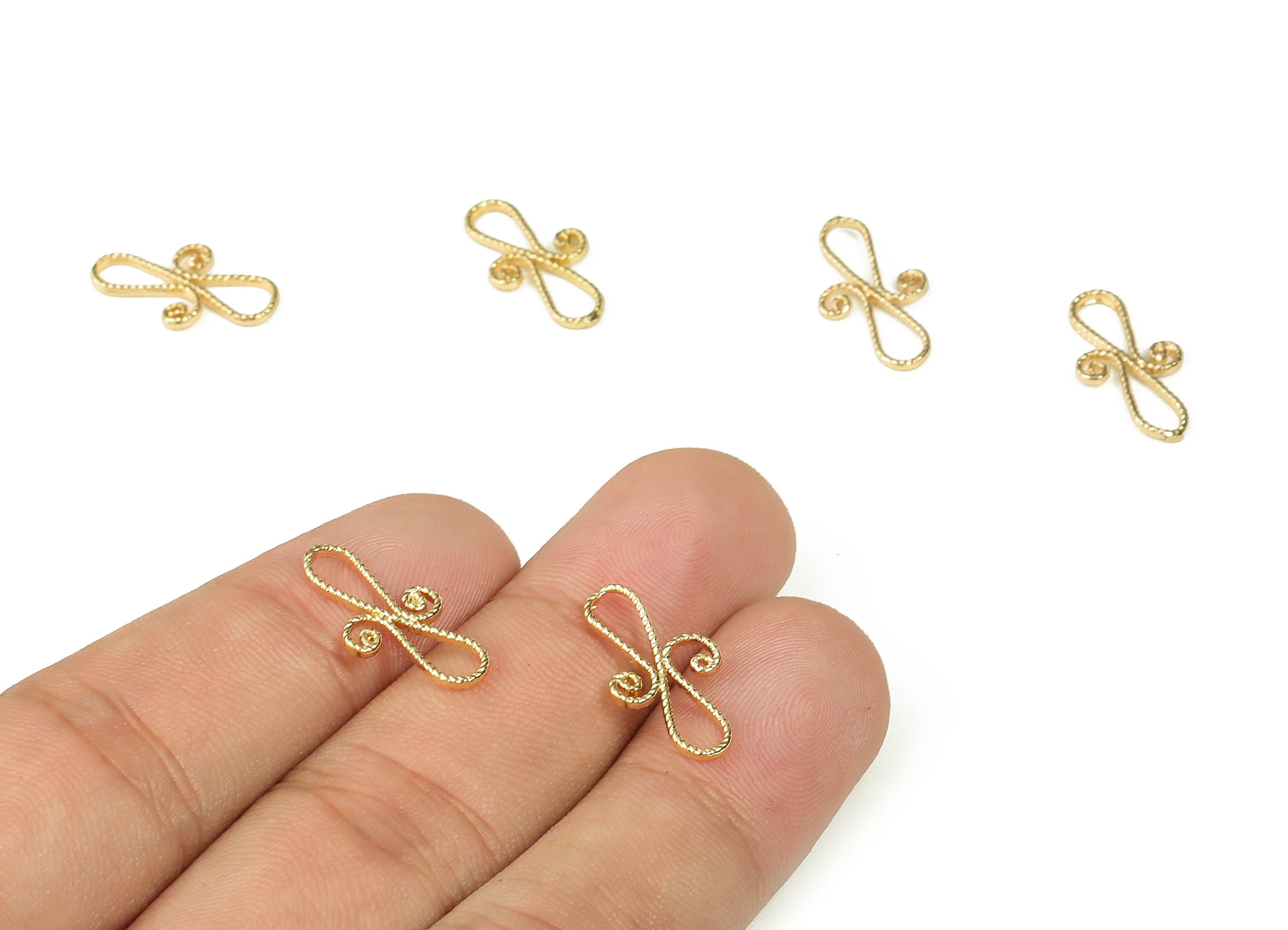 Brass Twisted Charm Connector - Raw Brass Connectors - 18k Real Gold Plated Brass Charm - Jewelry Making Supplies -18.12x9.91x1.22mm-RGP3350 - DOMEDBAZAAR