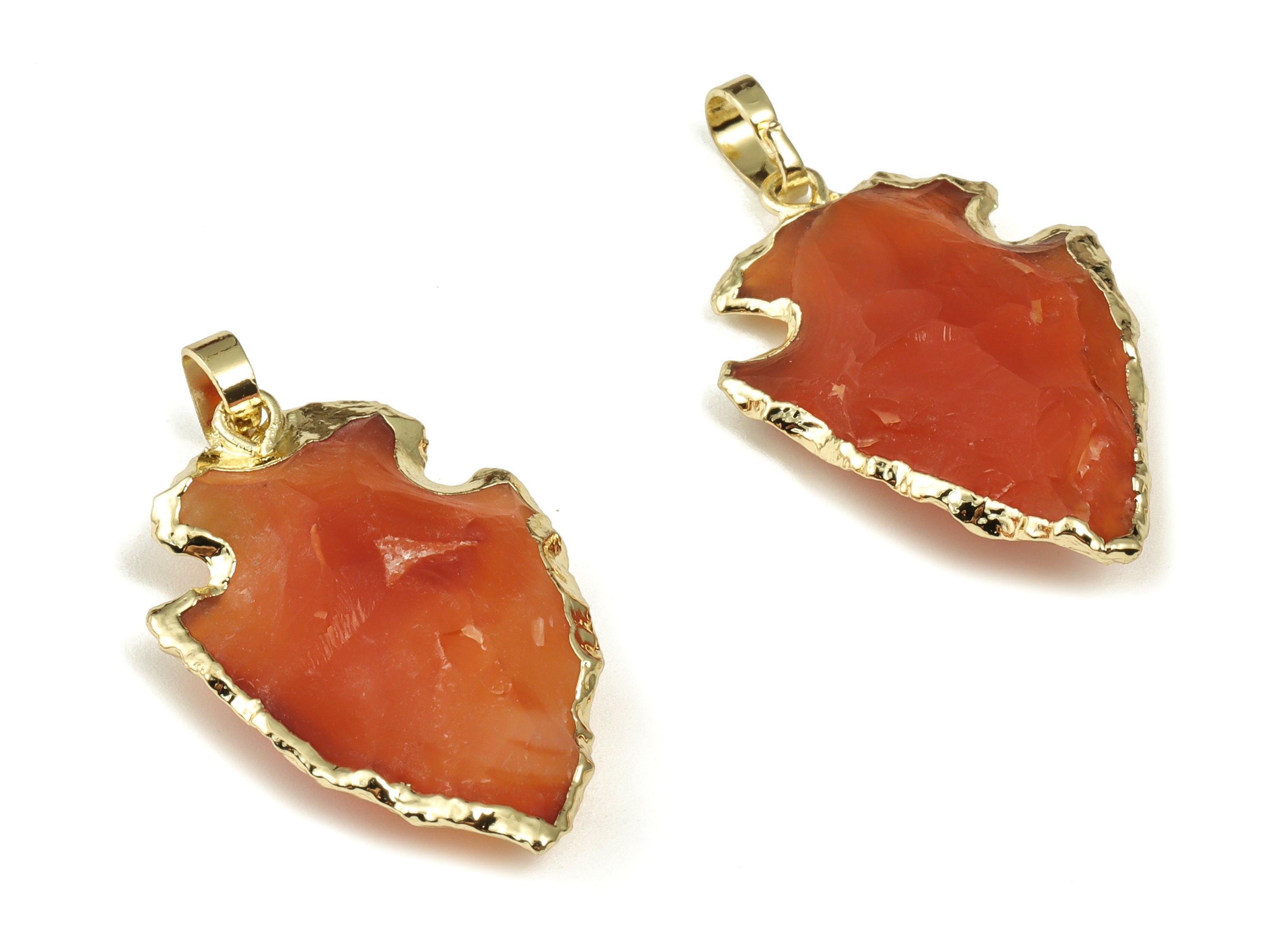 Natural Red Carnelian Charms - Arrow Shape Earring Charm - Onyx Jewelry Making - Gemstone Jewelry Pendant Charm -33.36x16.87x7.86mm- NS1391 - DOMEDBAZAAR