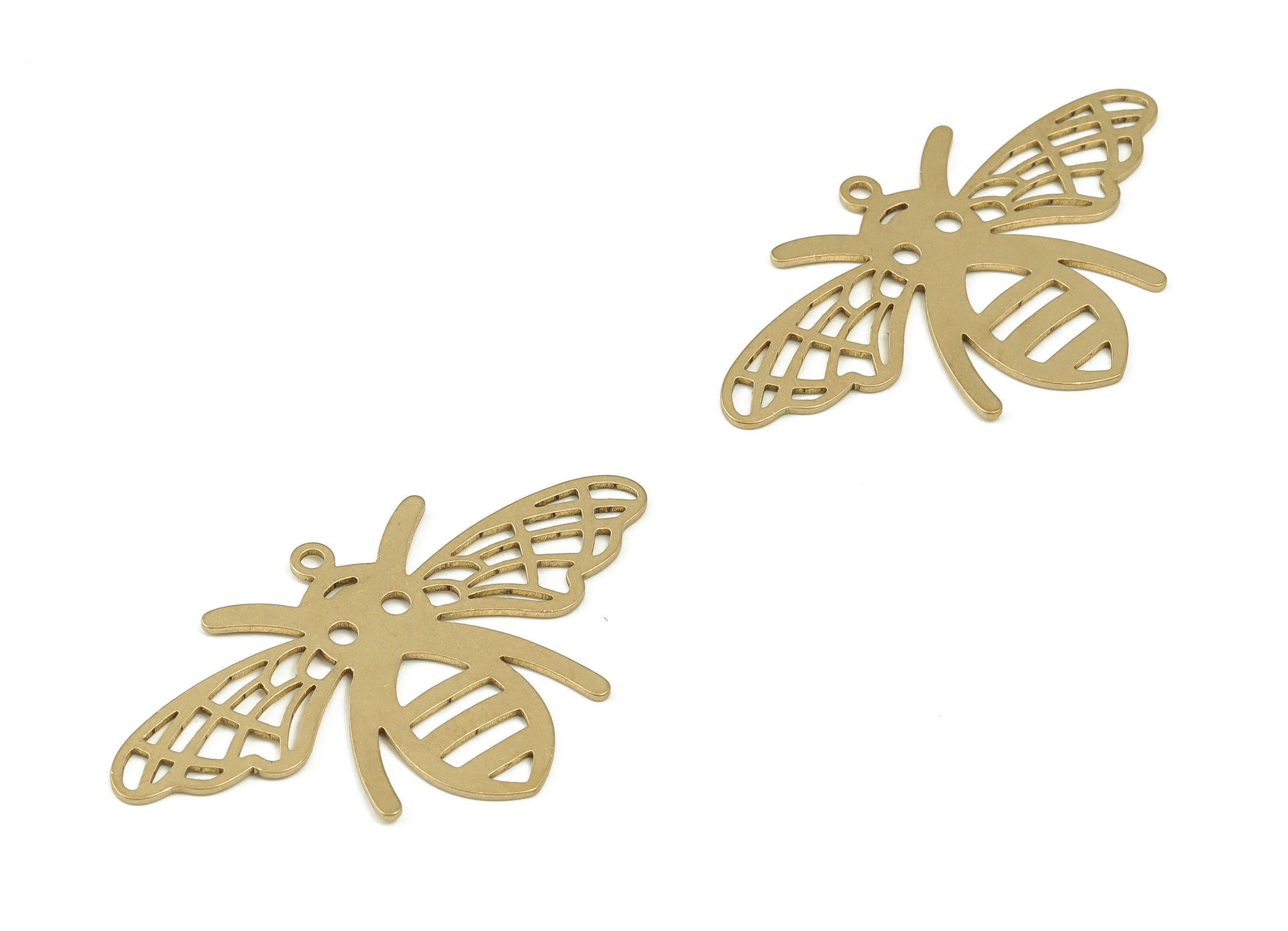 Brass Butterfly Earring Charms - Raw Brass Butterfly Pendant - Earring Findings - DIY Jewelry Making Supplies - 43.92x26.37x0.68mm - PP4690 - DOMEDBAZAAR