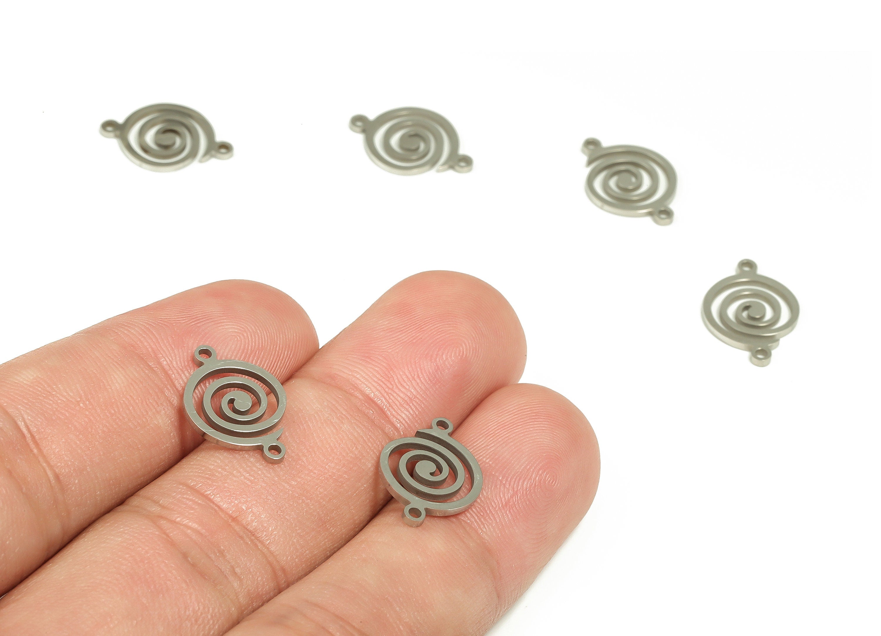 Stainless Steel Spiral Connector – Spiral Earring Charm – Spiral Pendant –Swirl Charms for Necklace Bracelet - 15.43x10.6x0.95mm - SS1229 - DOMEDBAZAAR