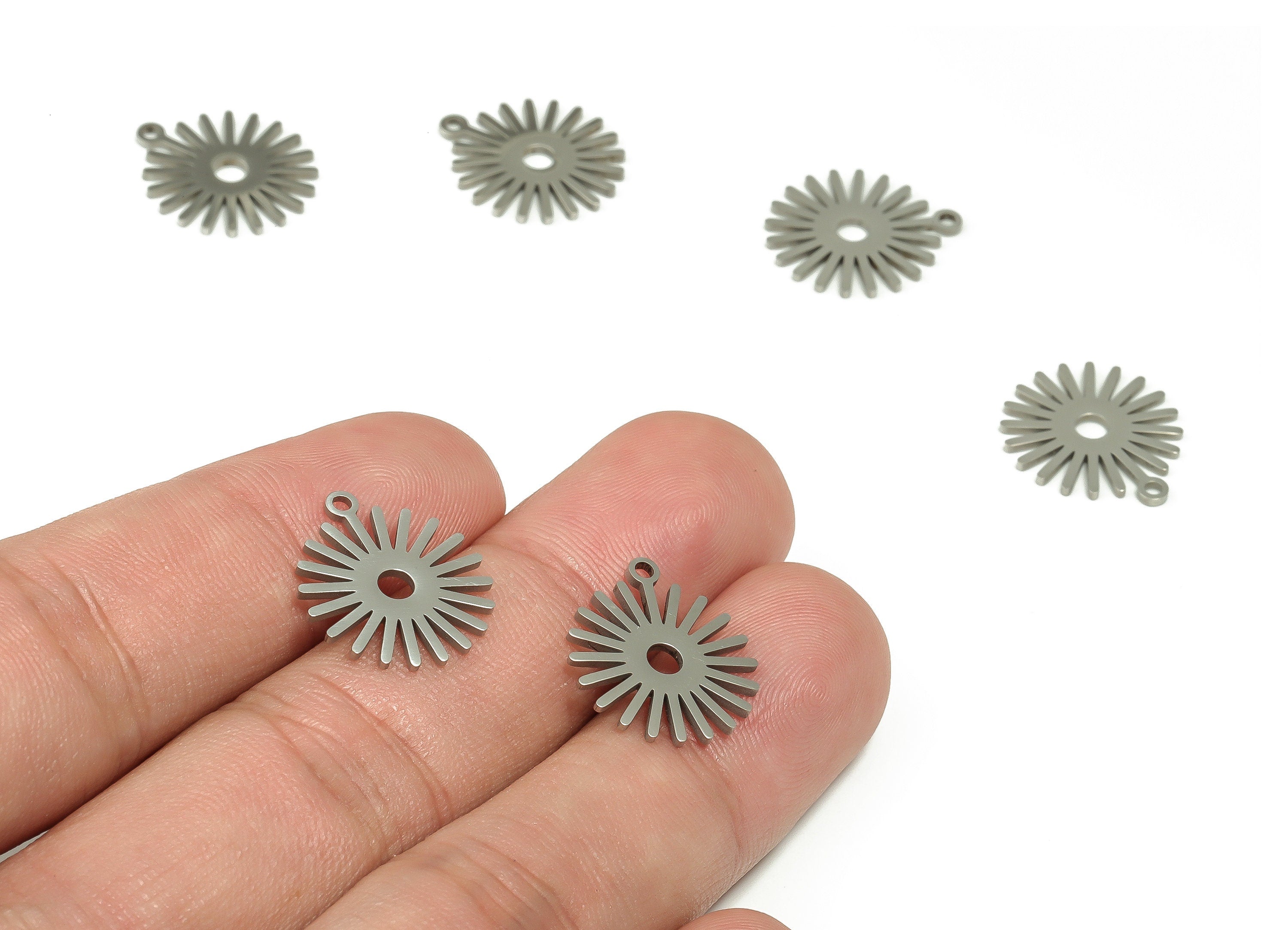 Stainless Steel Sun Earring Charms - Stainless Steel Sun Pendant - Earring Findings - Jewelry Making Supplies - 16.91x14.84x0.99mm - SS1231 - DOMEDBAZAAR