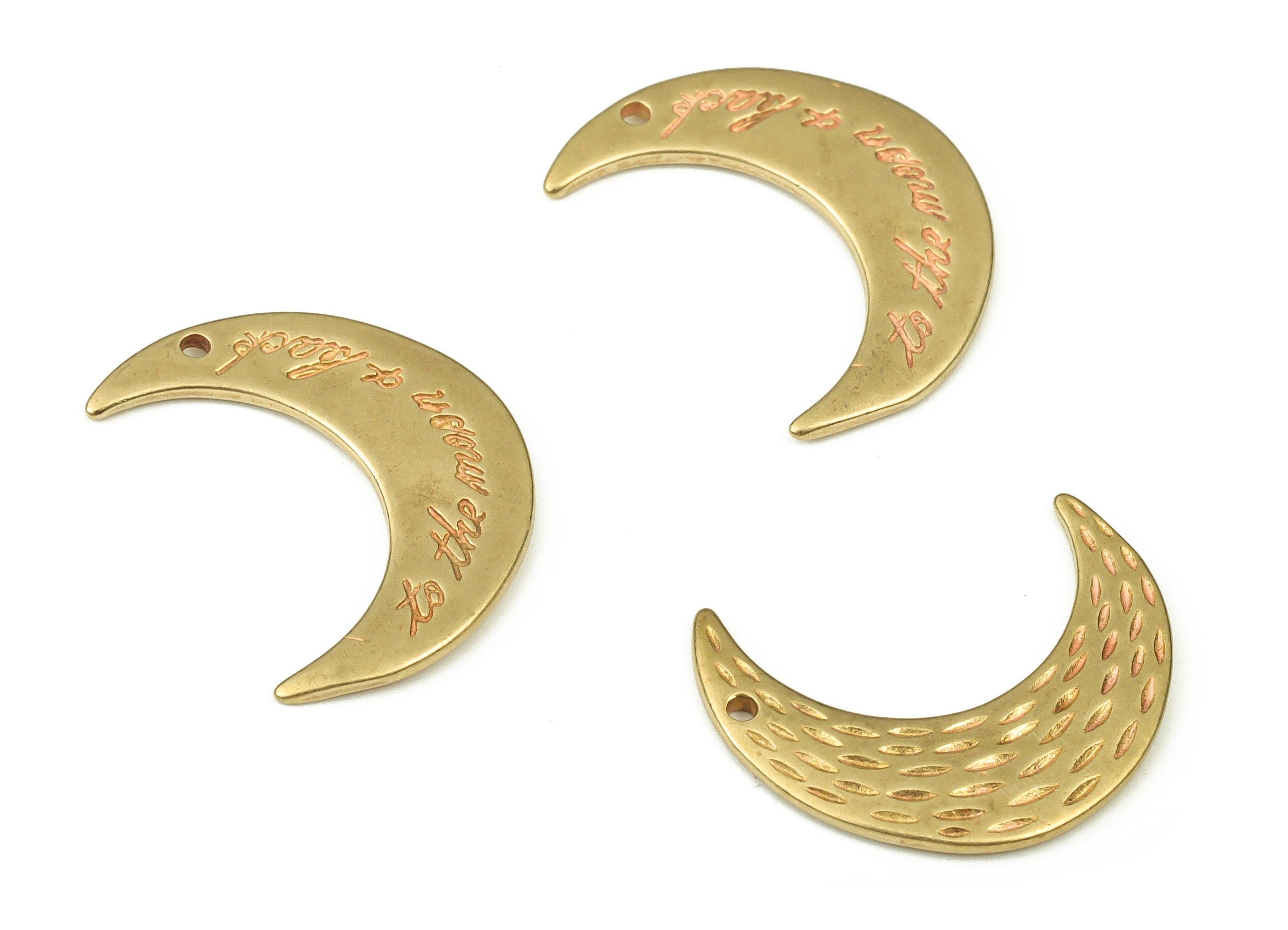 Brass Crescent Earring Charms - Raw Brass Moon Pendant - Earrings Finding - Jewelry Making Supplies - 19.04x15.13x1.23mm - PP4549 - DOMEDBAZAAR