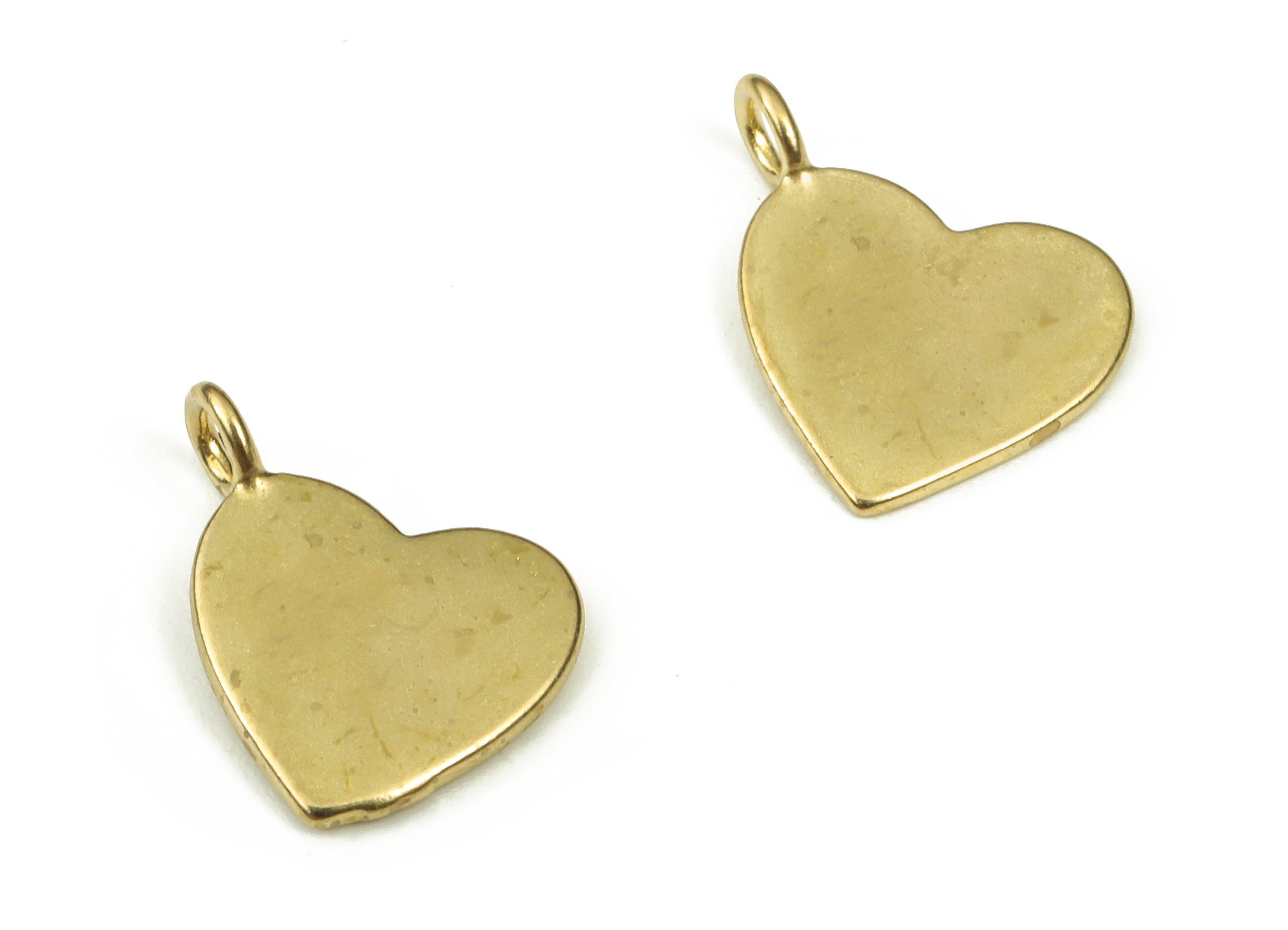 Brass Heart Earring Charm - Raw Brass Heart Pendant - Earring Findings - Jewelry Making Supplies - 11.97x9.23x1.05mm - PP4525 - DOMEDBAZAAR