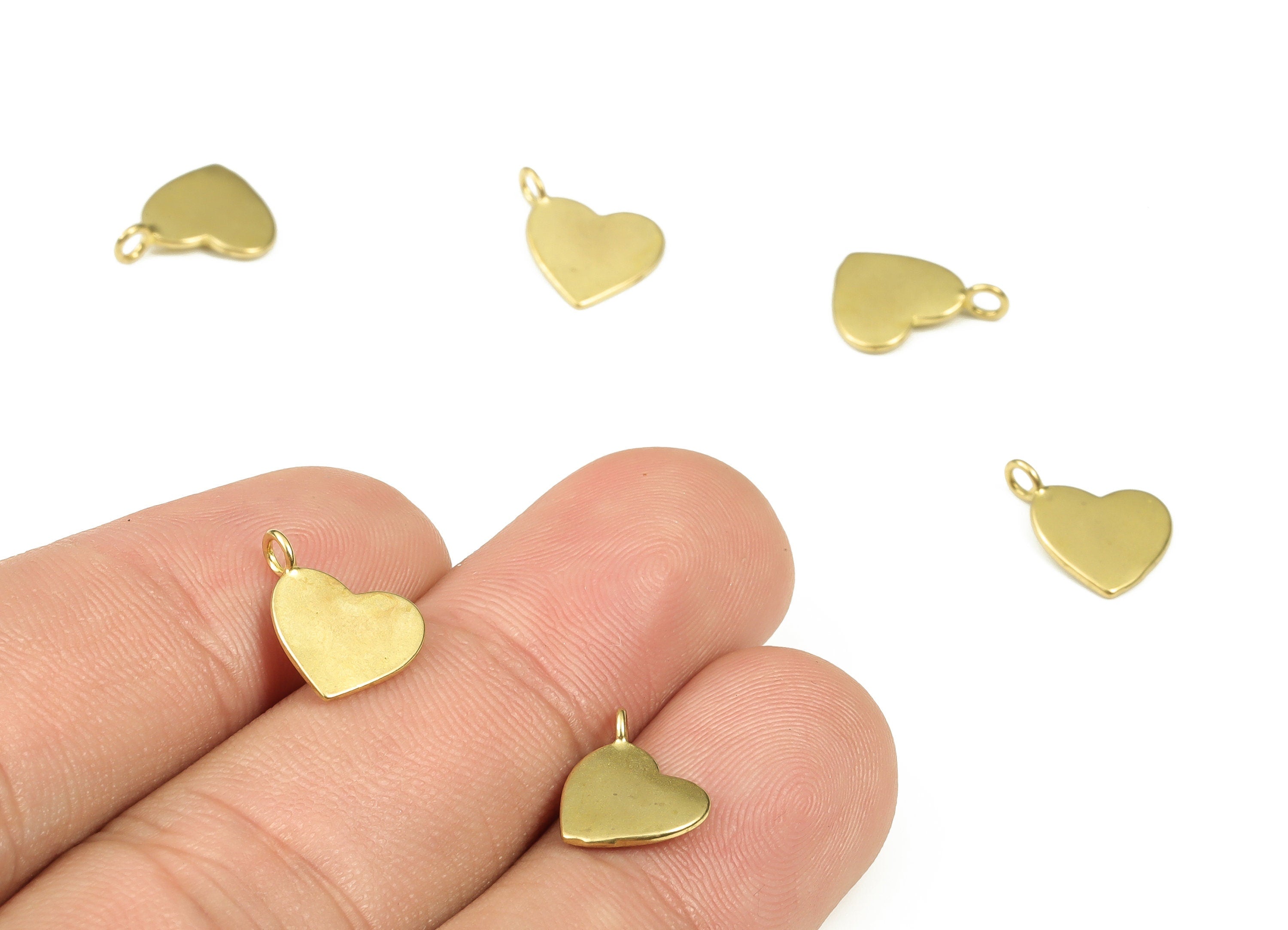 Brass Heart Earring Charm - Raw Brass Heart Pendant - Earring Findings - Jewelry Making Supplies - 11.97x9.23x1.05mm - PP4525 - DOMEDBAZAAR