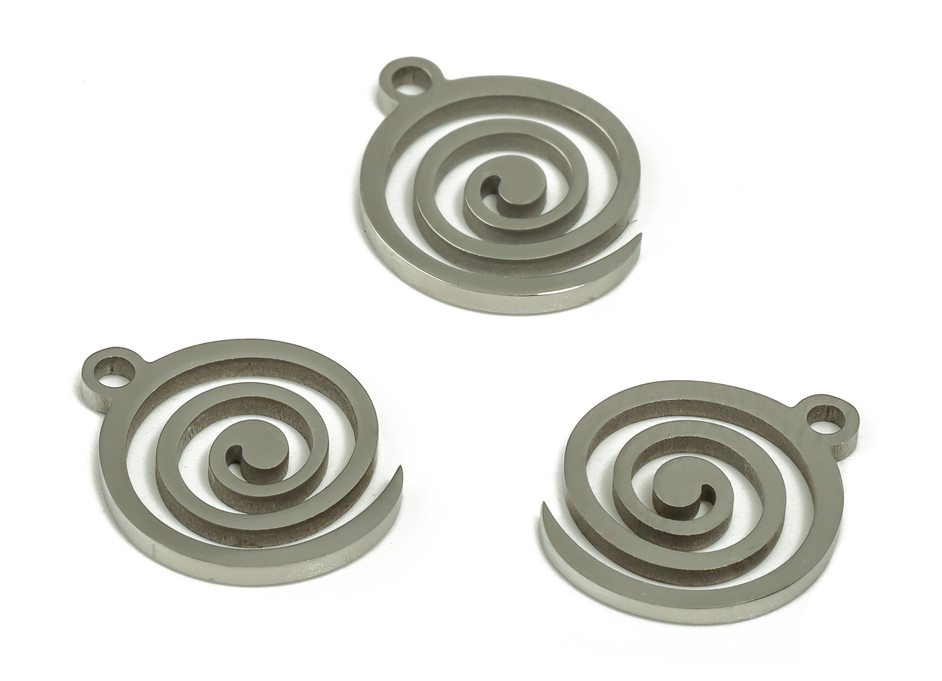 Stainless Steel Swirl Earring Charms - Spiral Charm - Symbol Pendant –Swirl Charms for Necklace Bracelet - 11.88x9.87x0.94mm - SS1227 - DOMEDBAZAAR