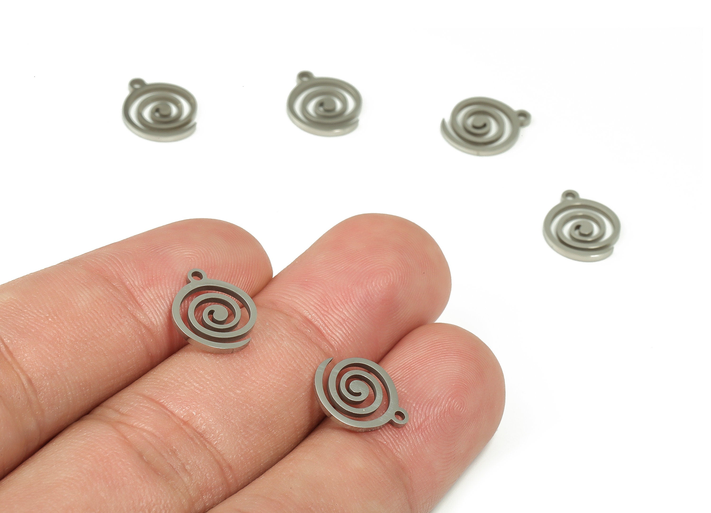 Stainless Steel Swirl Earring Charms - Spiral Charm - Symbol Pendant –Swirl Charms for Necklace Bracelet - 11.88x9.87x0.94mm - SS1227 - DOMEDBAZAAR