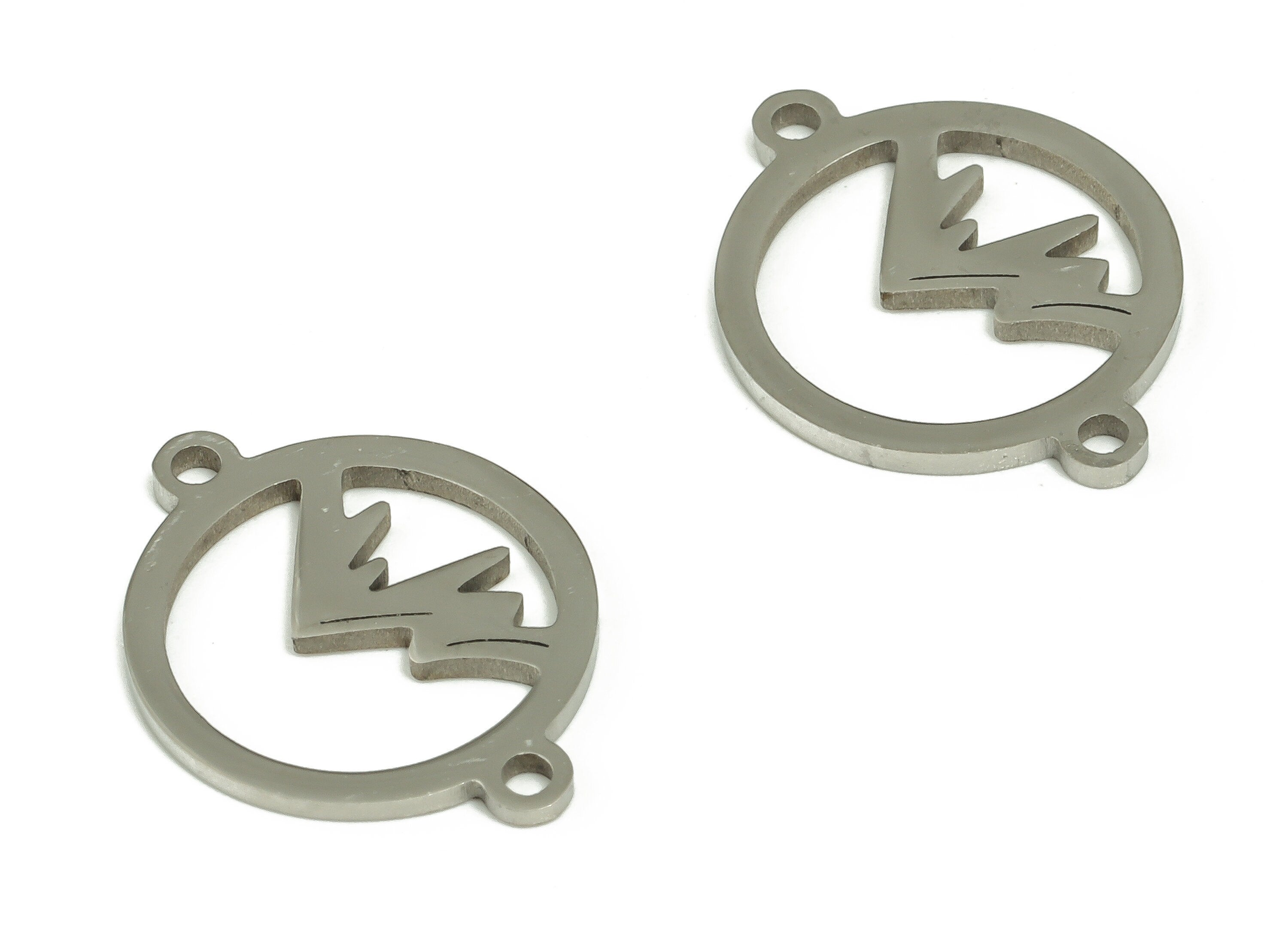 Stainless Steel Round Connector - Mountain Necklace Charms - Bracelet Charm – Jewelry Making Supplies - 15.41x12x0.94mm - SS1217 - DOMEDBAZAAR