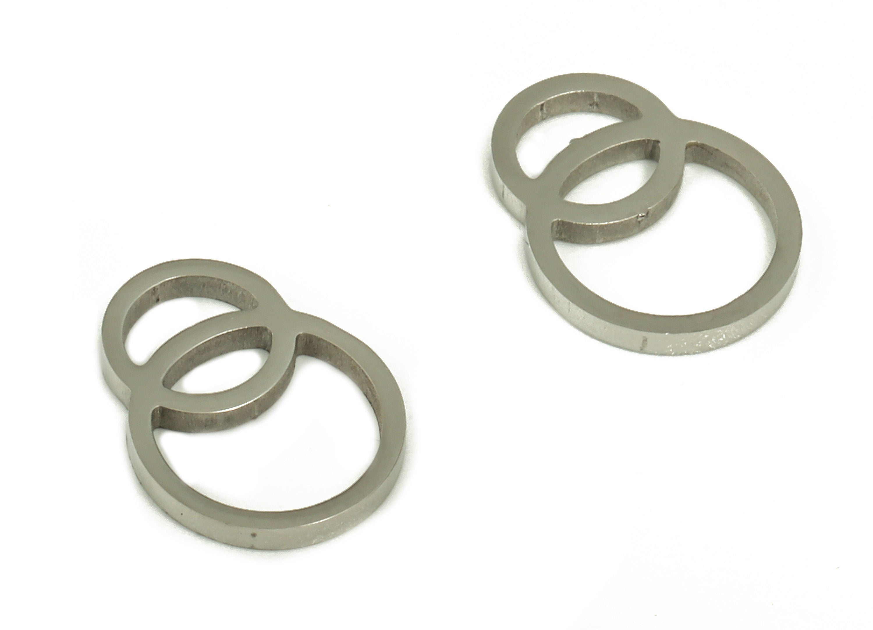 Double Circle Connector - Stainless Steel Round Connector –Necklace Charms - Earring Findings - Jewelry Supplies - 9.28x7.1x0.93mm - SS1242 - DOMEDBAZAAR