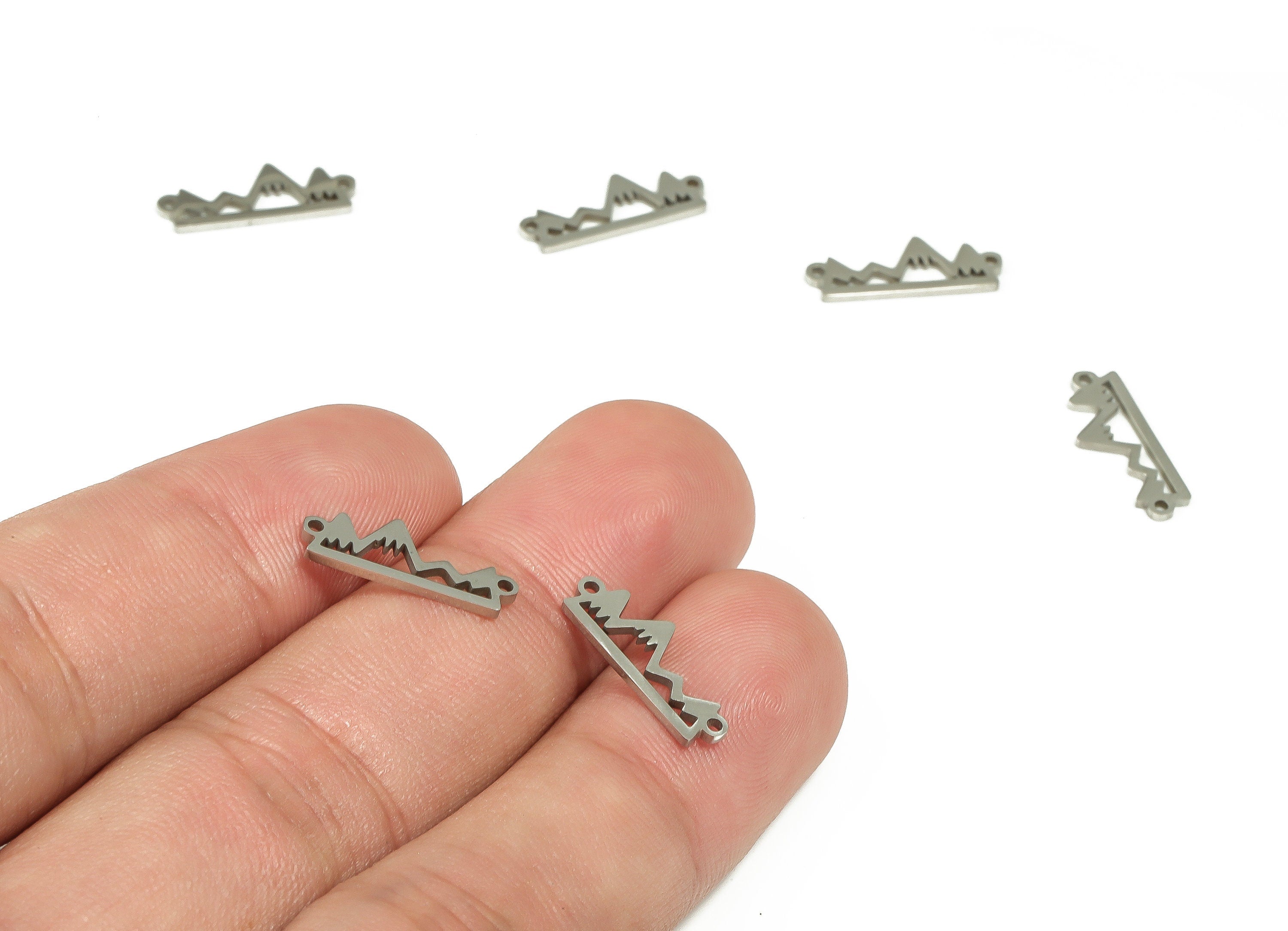 Stainless Steel Mountain Connector - Stainless Steel Mountain Necklace Charms - Earring Findings - Jewelry Supplies - 15.89x6x0.9mm - SS1238 - DOMEDBAZAAR