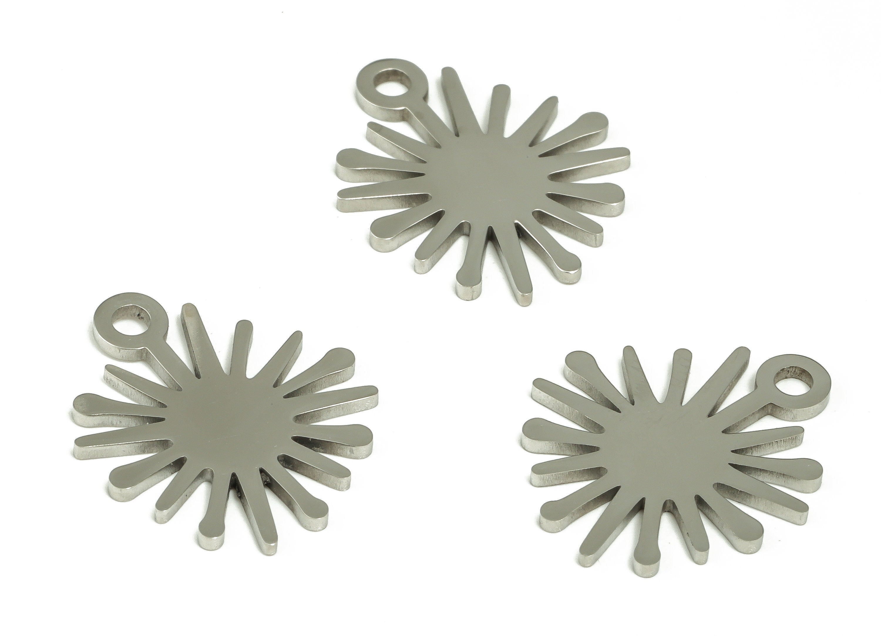 Stainless Steel Sun Earring Charms - Stainless Steel Sun Pendant - Earring Findings - Jewelry Making Supplies - 17.17x14.35x0.92mm - SS1232 - DOMEDBAZAAR