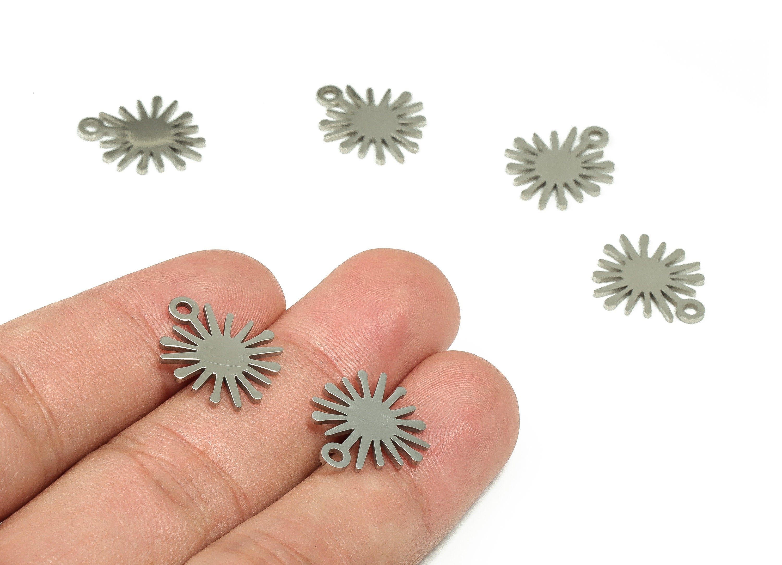 Stainless Steel Sun Earring Charms - Stainless Steel Sun Pendant - Earring Findings - Jewelry Making Supplies - 17.17x14.35x0.92mm - SS1232 - DOMEDBAZAAR
