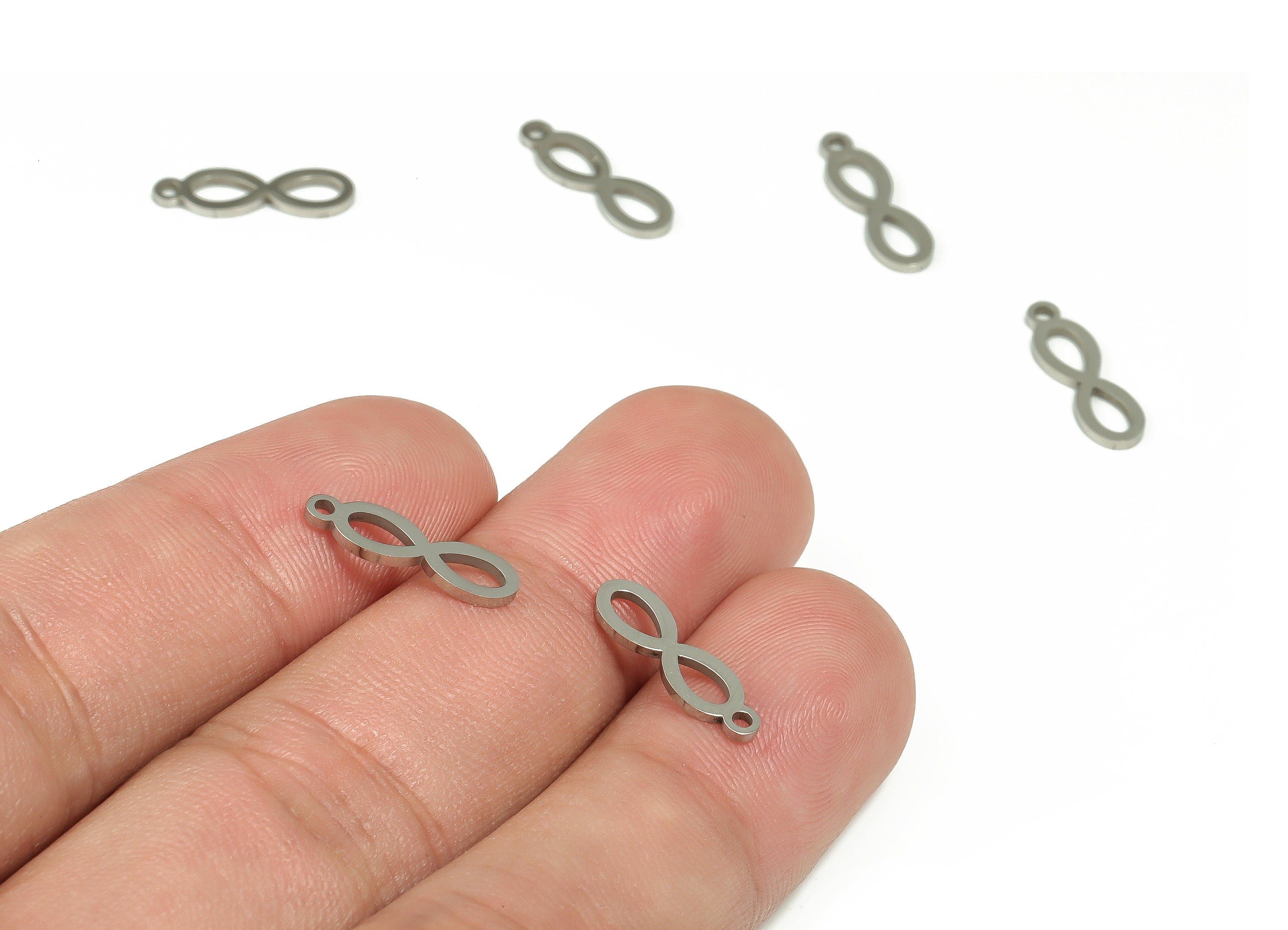 Stainless Steel Number 8 Earring Charms - Stainless Steel Number 8 Pendant - Earring Findings - Jewelry Supplies - 14.92x4.49x1mm - SS1218 - DOMEDBAZAAR