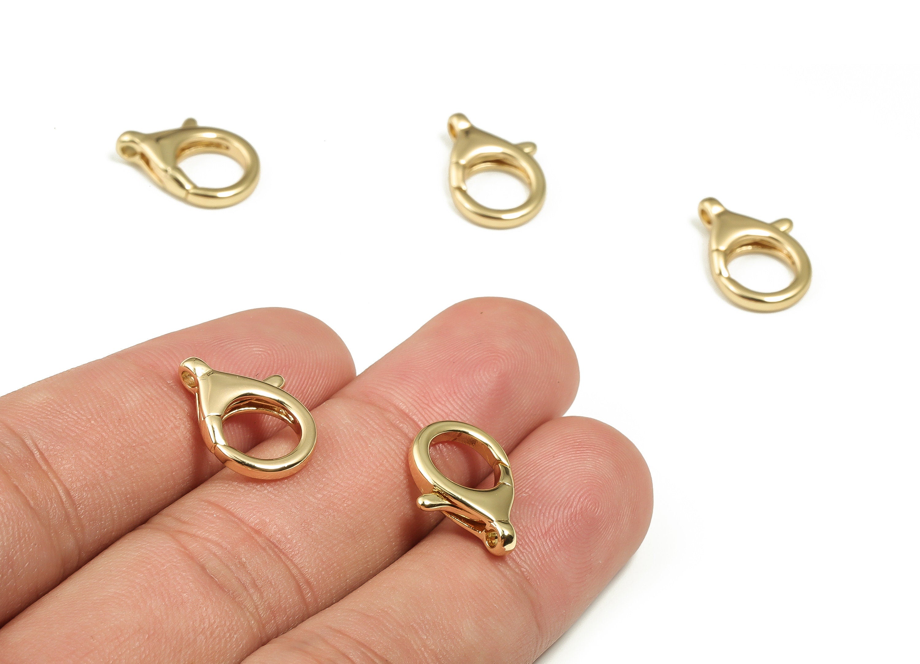 Brass Clips Parrot Clasp - Gold Lobster Clasps - 18K Real Gold Plated Brass –Jewelry Making Findings Fasteners - 16.45x12.1x3.66mm-RGP3372 - DOMEDBAZAAR