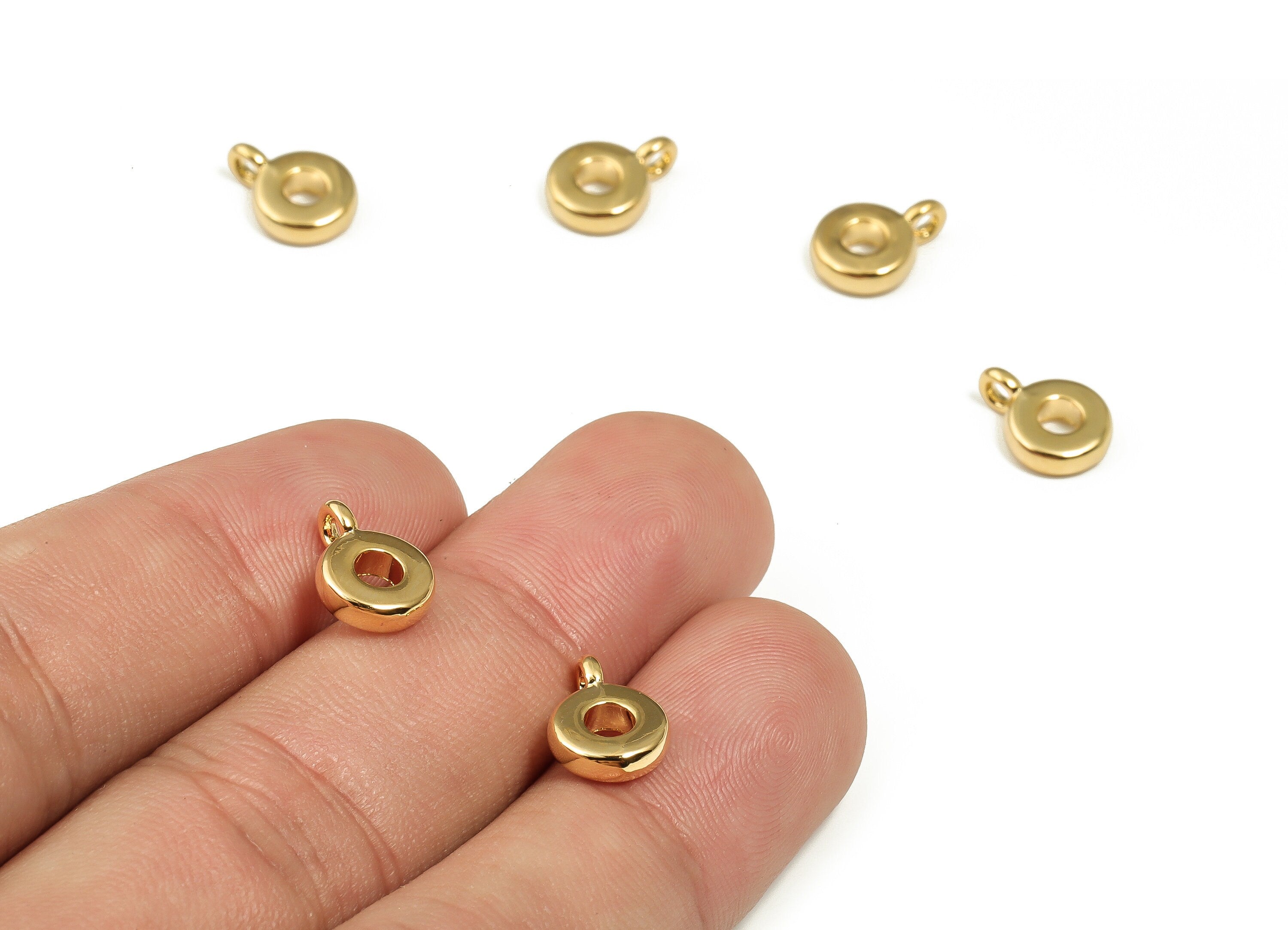 Brass Round Earring Charms - Gold Circle Pendant - 18K Real Gold Plated Brass - Jewelry Making Supplies - 11.02x7.99x2.58mm - RGP3378 - DOMEDBAZAAR