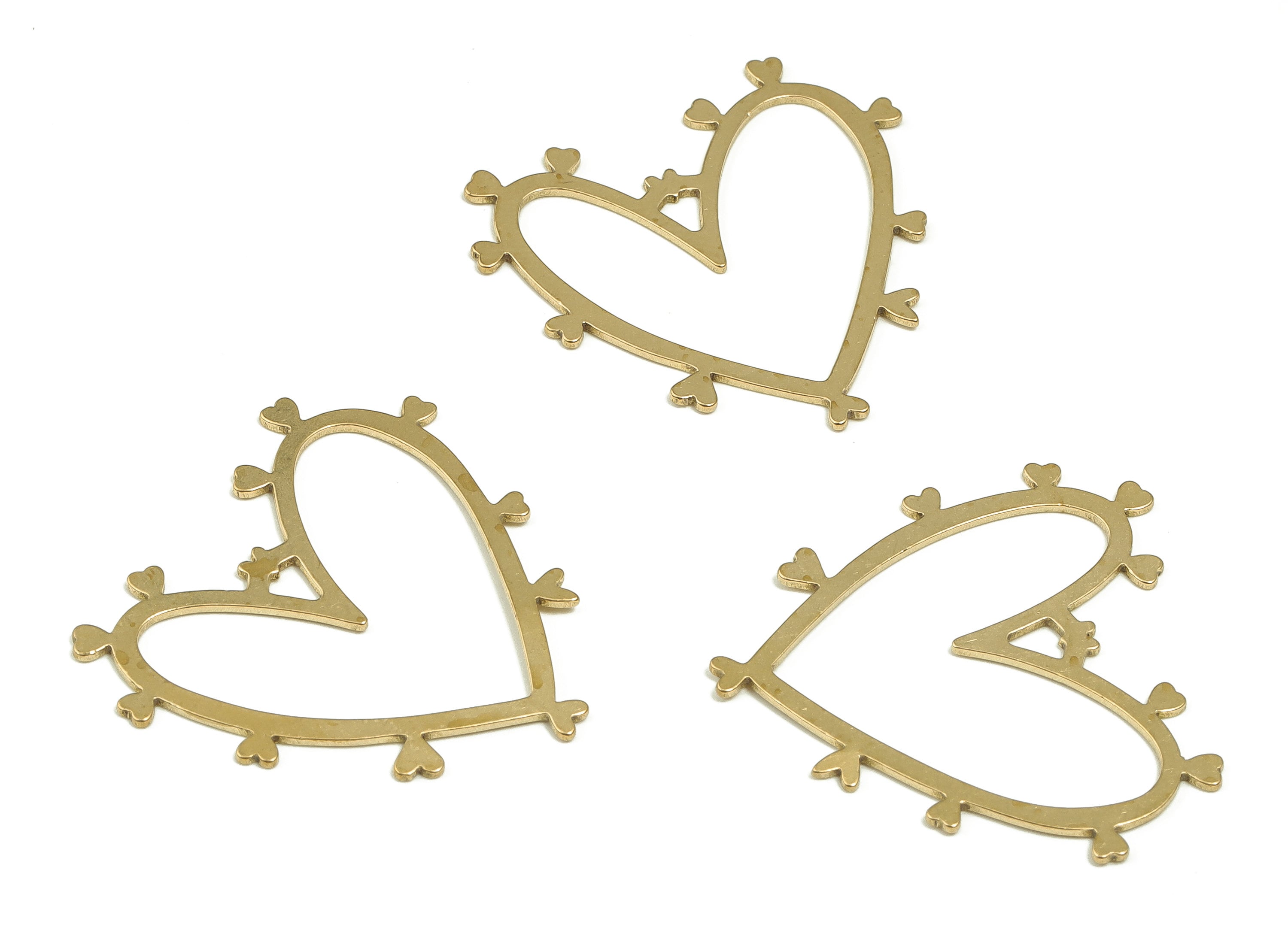 Brass Heart Earring Charms - Raw Brass Heart Pendant - Earrings Finding - DIY Jewelry Making Supplies - 29.95x28.75x0.75mm - PP4257 - DOMEDBAZAAR
