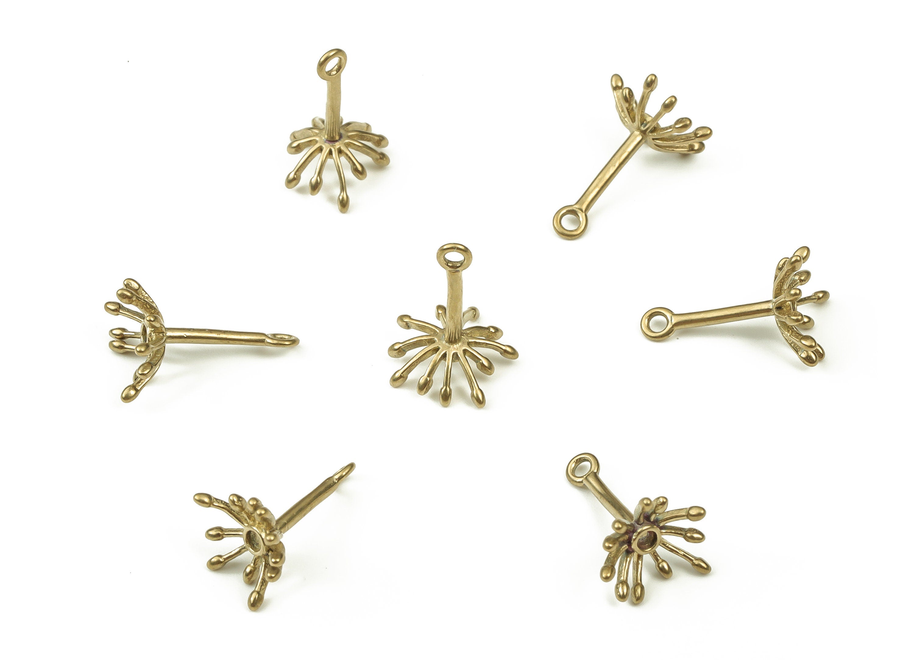 Brass Flower Earring Charms - Raw Brass Flower Pendant - Earring Findings - Jewelry Making Supplies - 8.5x12.2x0.9mm - PP4428 - DOMEDBAZAAR