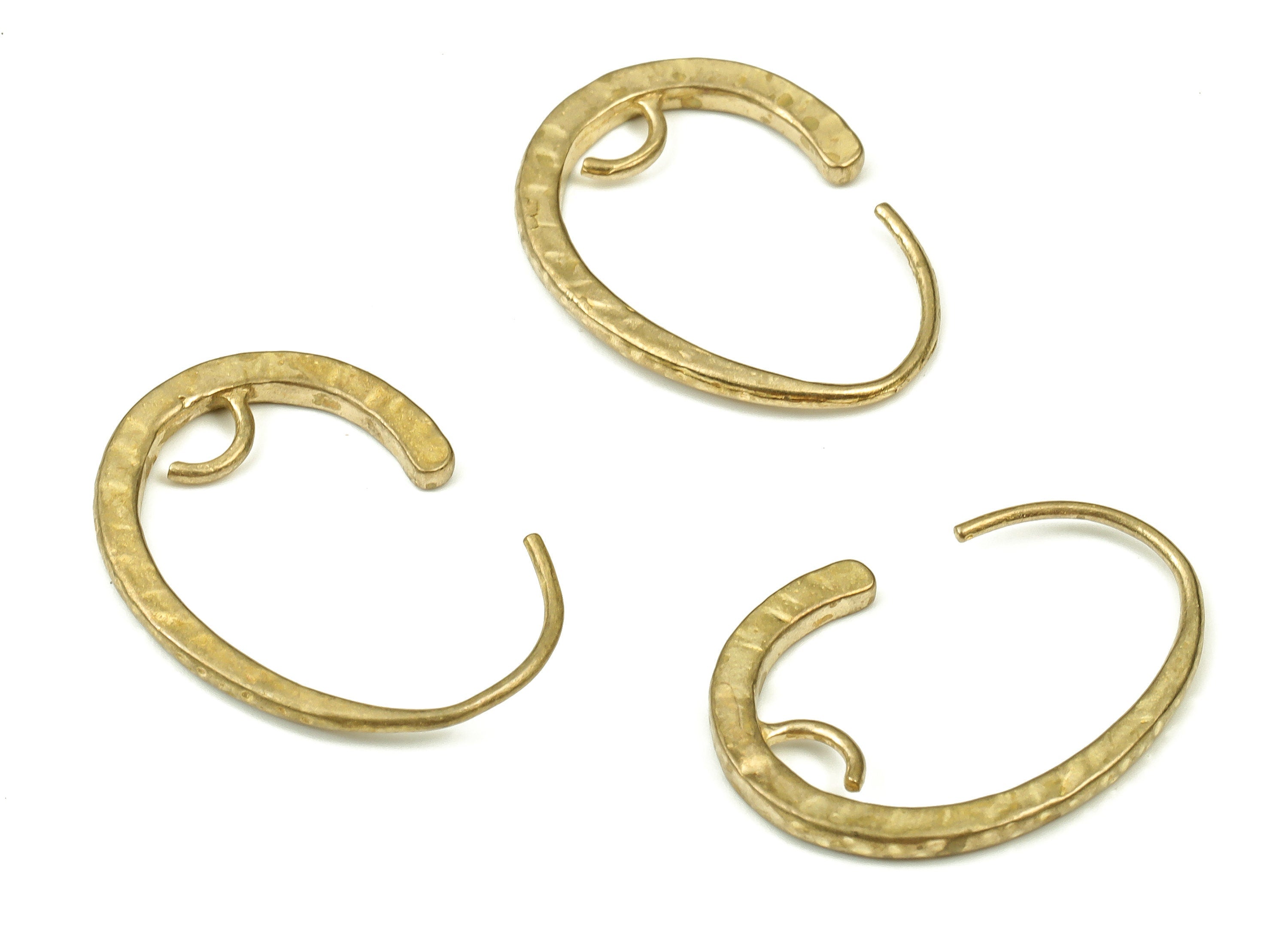 Brass Wire Ear Hook - Raw Brass Oval Earring Wires - Perfect For VINYL Heishi Beads Clay Disc - Jewelry Supplies - 22.7x16x17mm - PP4423 - DOMEDBAZAAR