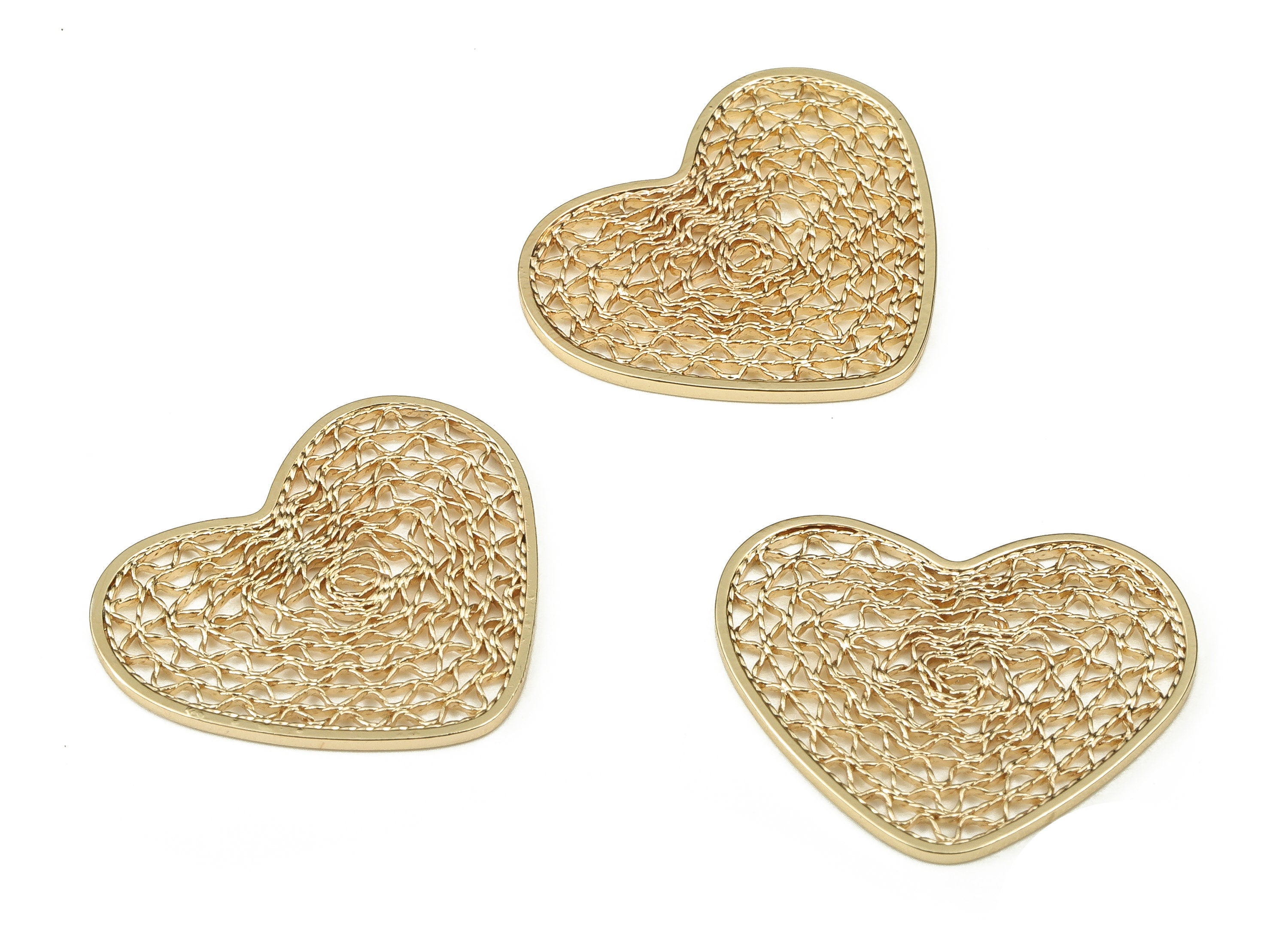 Brass Heart Earring Charms - Gold Heart Pendant - 18K Real Gold Plated Brass - Jewelry Making Supplies - 18.75x22.34x1.1mm - RGP3451 - DOMEDBAZAAR