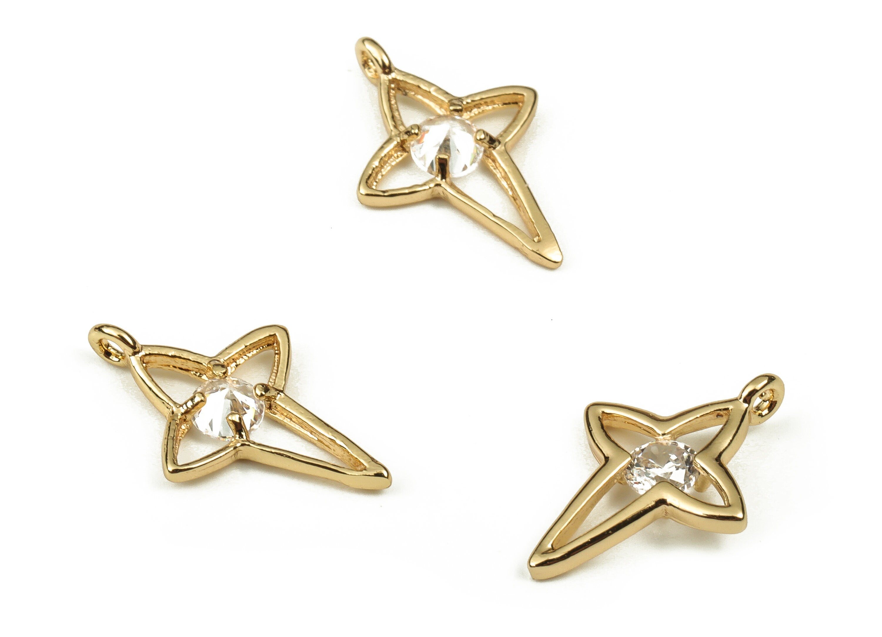 Brass Planet Earring Charms With Zircons - Gold Planet Pendant - 18K Real Gold Plated Brass - Jewelry Supplies - 14.74x9.78x1.96mm - RGP3753 - DOMEDBAZAAR