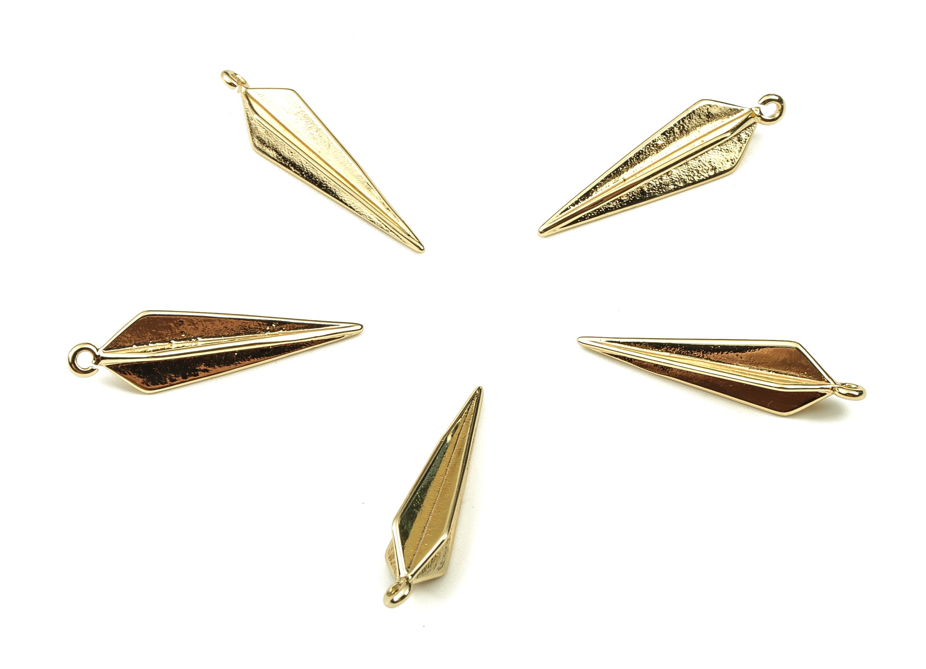 Brass Triangle Earring Charms - Gold Triangle Pendant - 18K Real Gold Plated Brass - Jewelry Making Supplies - 23.73x4.63x4.63mm - RGP3863 - DOMEDBAZAAR