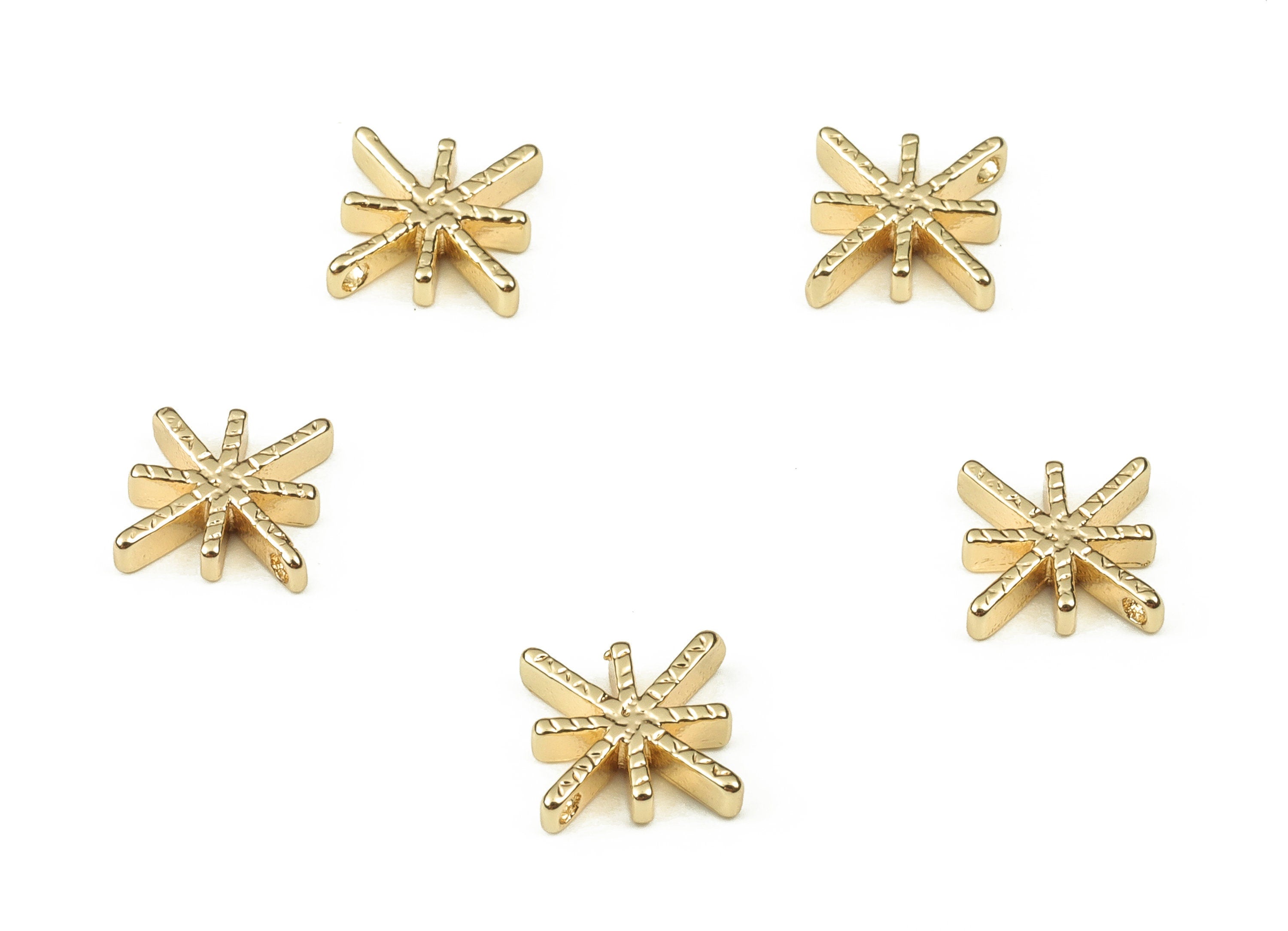 Brass Star Earring Charms - Gold Star Pendant - 18K Real Gold Plated Brass - Jewelry Making Supplies - 10.22x9.61x1.87mm - RGP3852 - DOMEDBAZAAR