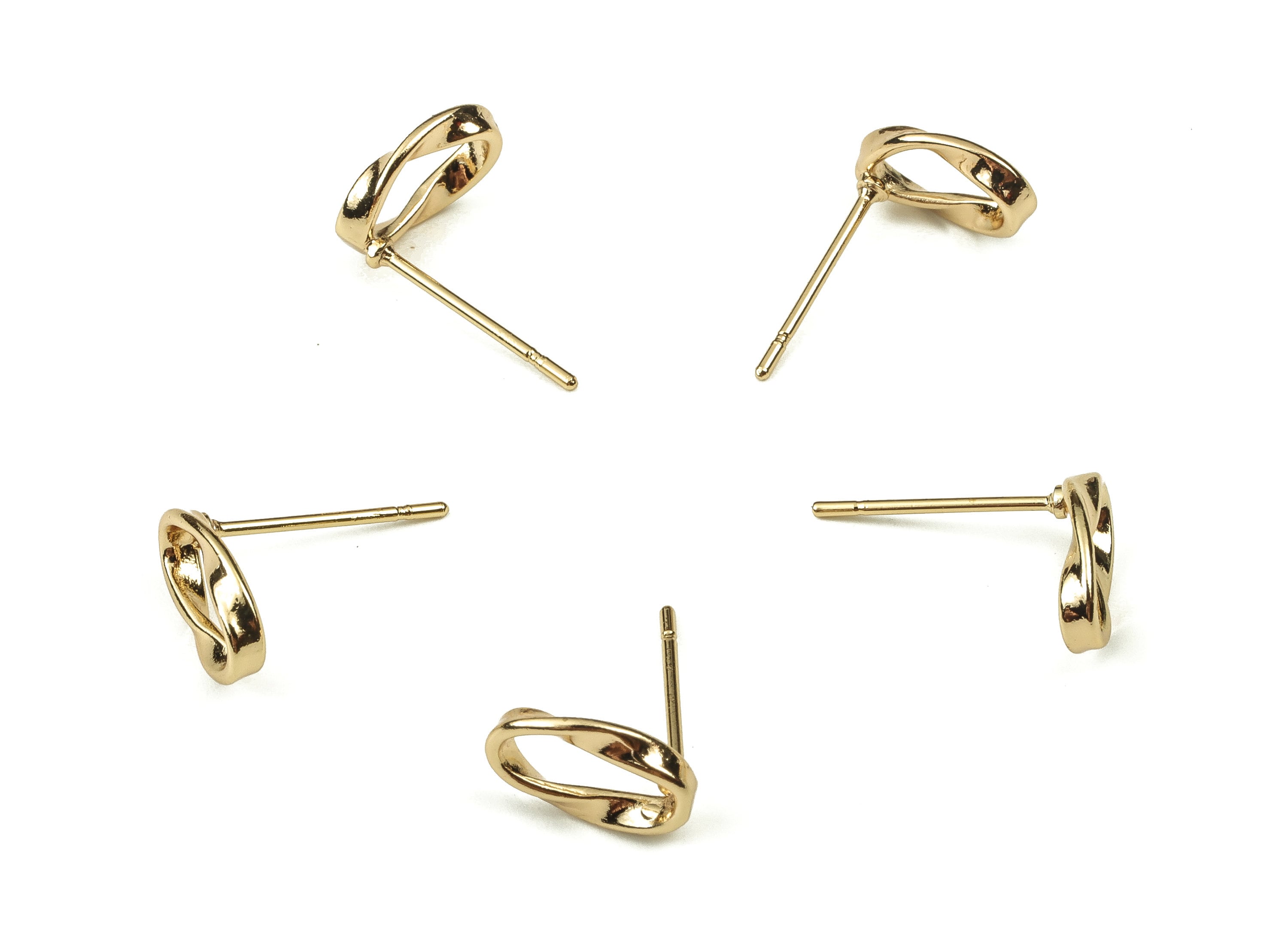 Brass Oval Earring Post - Gold Oval Earring Stud - 18K Real Gold Plated Brass - Stainless Steel Stud - 9.75x7.09x1.93mm - RGP3790 - DOMEDBAZAAR