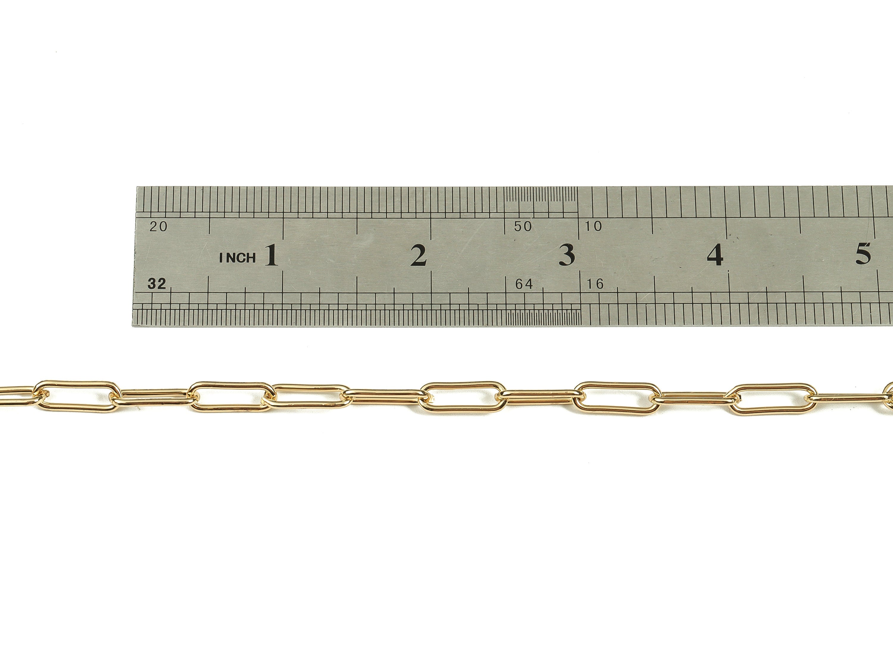 Iron Oval Paper Clip Layering Chain - 18K Real Gold Plated Iron Oval Rectangle Chain - Openlink Cable Chain 0.61&quot; x 0.22&quot; x 0.06&quot; RGP3694 - DOMEDBAZAAR