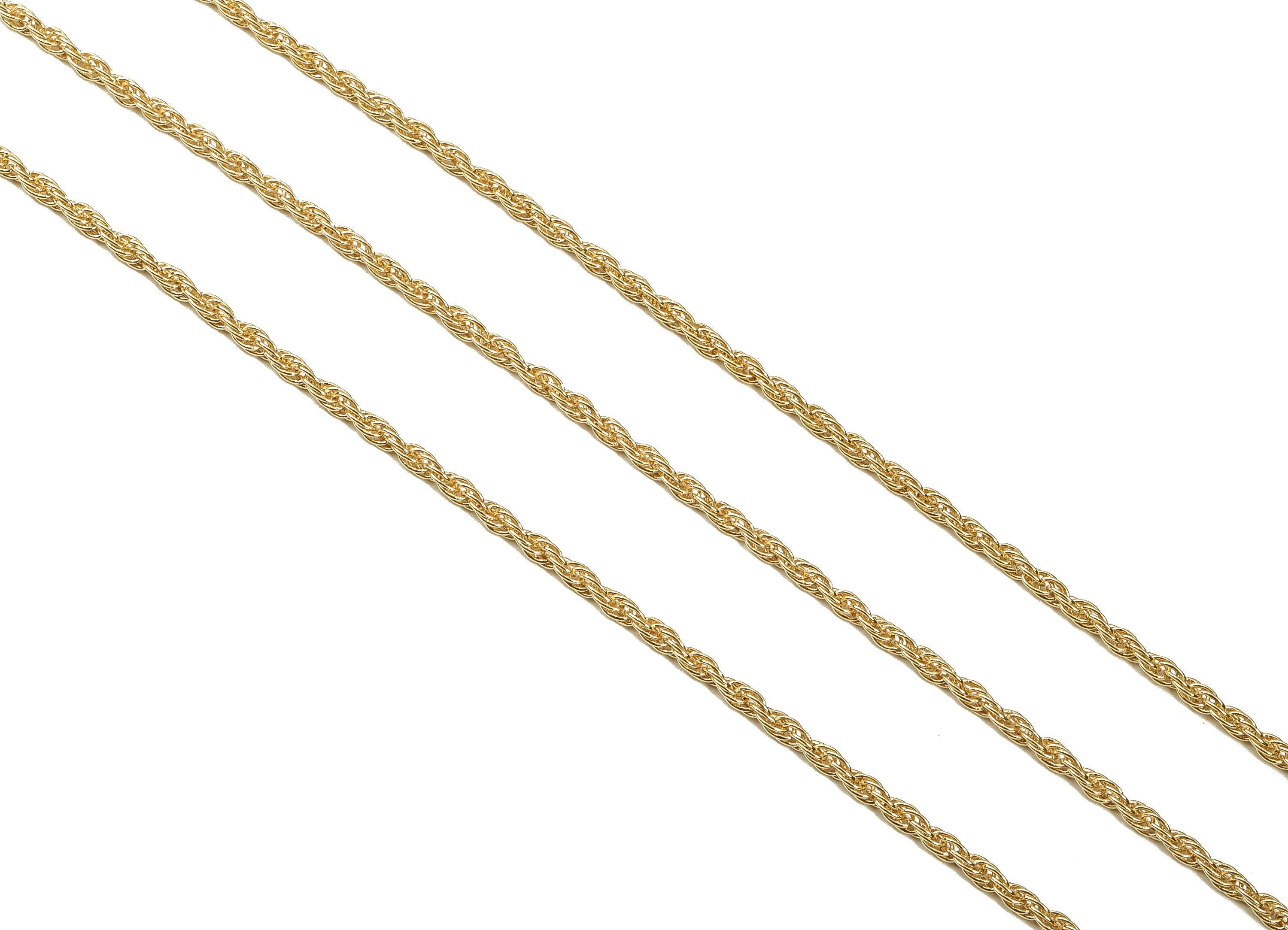 Brass Rope Chain - 18K Real Gold Textured Oval Soldered Chain - Gold Oval Chain - For Necklace Bracelet - 0.10&quot;x0.07&quot;x0.03&quot; RGP3943 - DOMEDBAZAAR