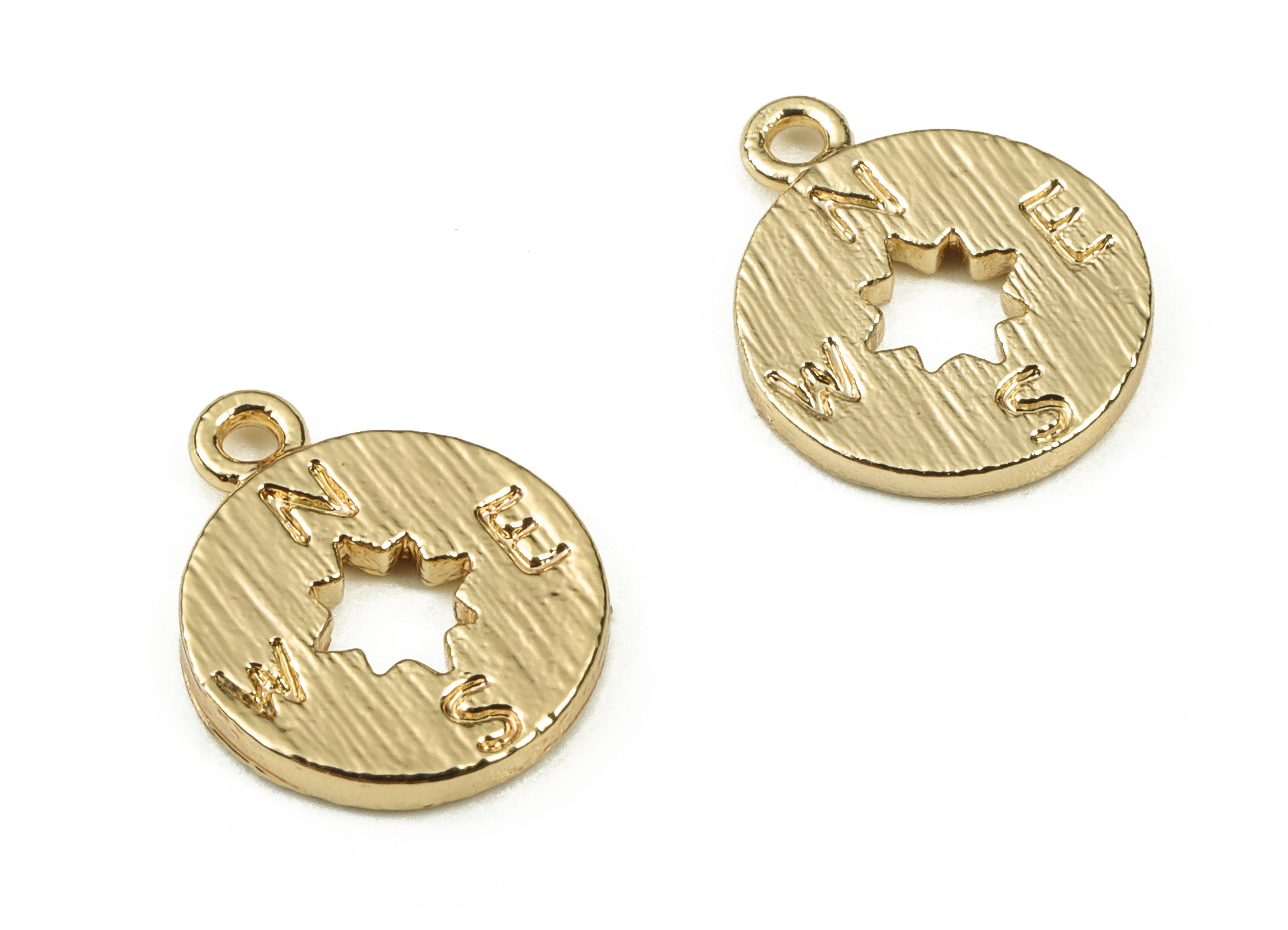 Brass Round Earring Charms - Gold Star Pendant - 18K Real Gold Plated Brass - Jewelry Making Supplies - 11.73x9.48x0.3mm - RGP3822 - DOMEDBAZAAR