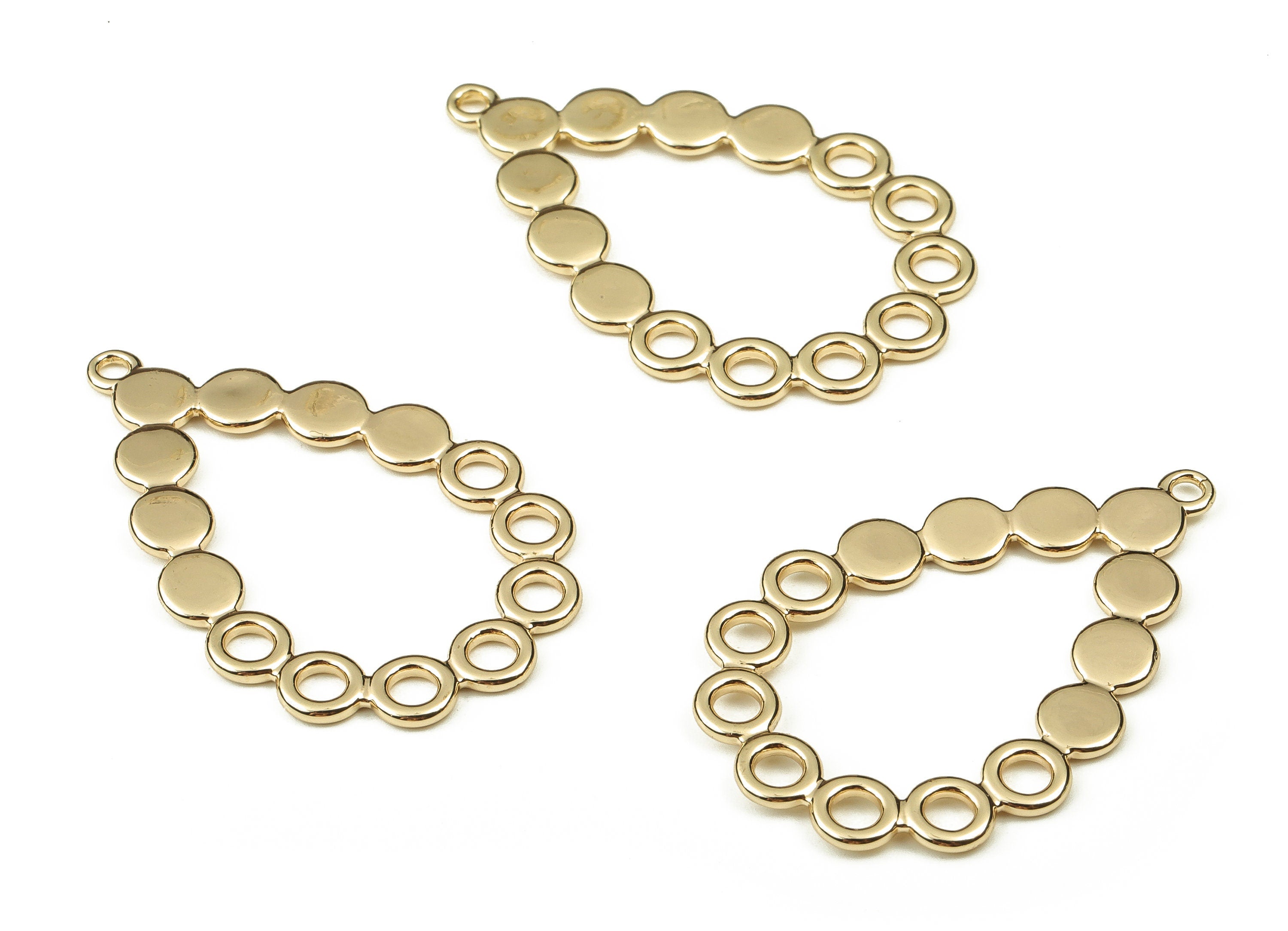 Brass Drop Earring Charms - Gold Round Pendant - 18K Real Gold Plated Brass - Jewelry Making Supplies - 35x22.61x1.12mm - RGP3860 - DOMEDBAZAAR