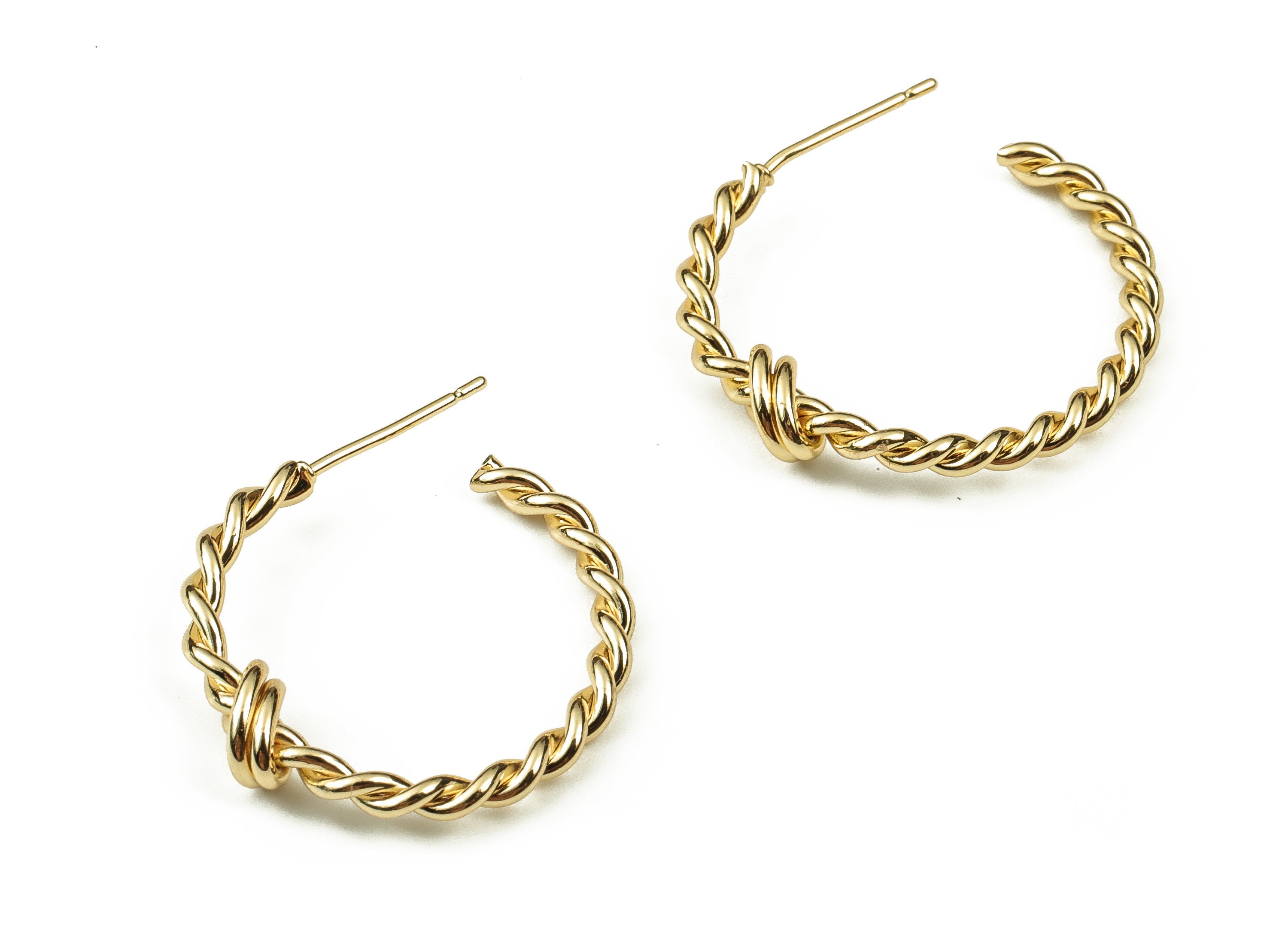 Brass C Earring Post - Gold Spiral Earring Stud - 18K Real Gold Plated Brass - Brass Stud - Jewelry Supplies - 26.12x24.1x5.37mm - RGP3795 - DOMEDBAZAAR