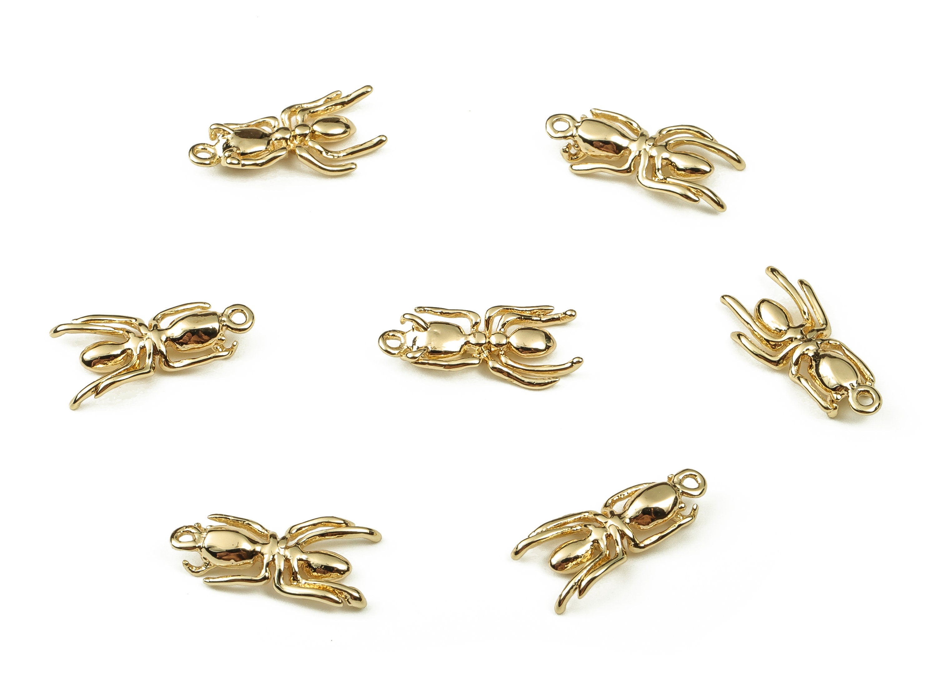 Brass Insects Earring Charms - Gold Insects Pendant - 18K Real Gold Plated Brass - Jewelry Making Supplies - 13.53x5.9x1.7mm - RGP3826 - DOMEDBAZAAR