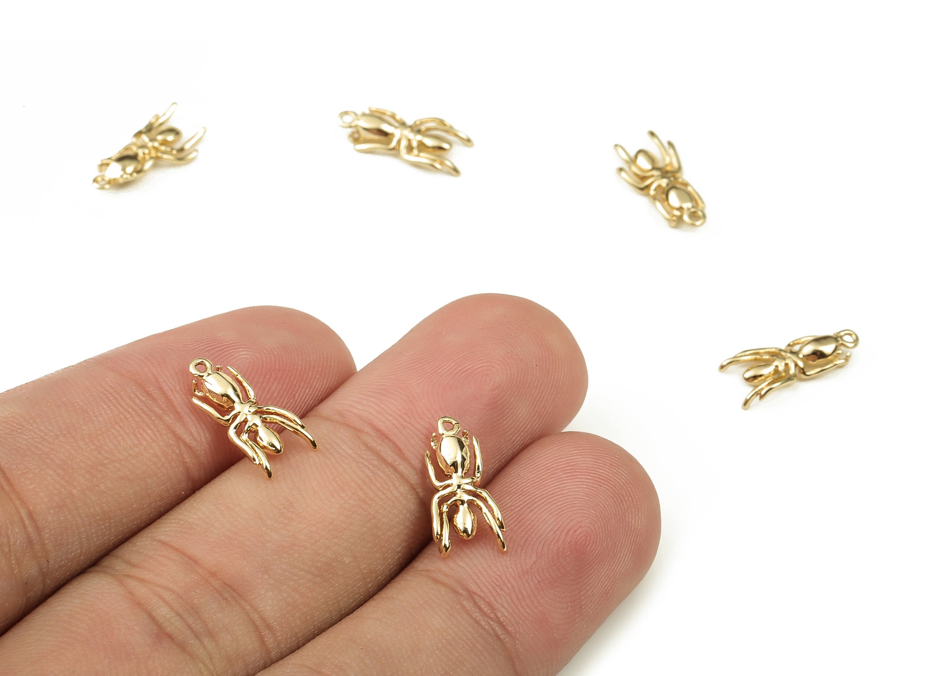 Brass Insects Earring Charms - Gold Insects Pendant - 18K Real Gold Plated Brass - Jewelry Making Supplies - 13.53x5.9x1.7mm - RGP3826 - DOMEDBAZAAR