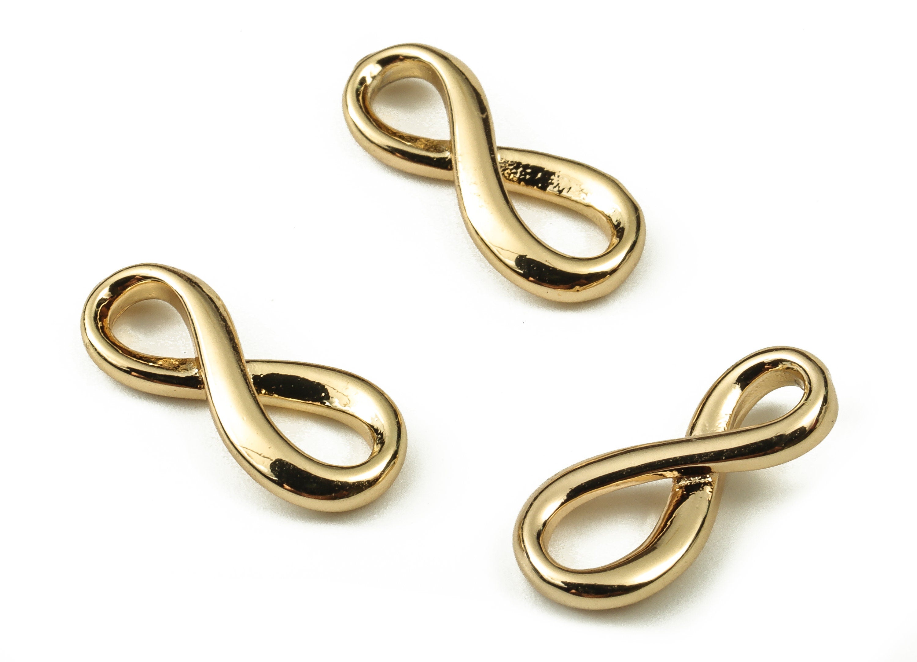 Brass Knot Earring Connector - Gold Number 8 Charms - 18K Real Gold Plated Brass - Jewelry Making Supplies - 14.63x6.52x1.67mm - RGP3843 - DOMEDBAZAAR
