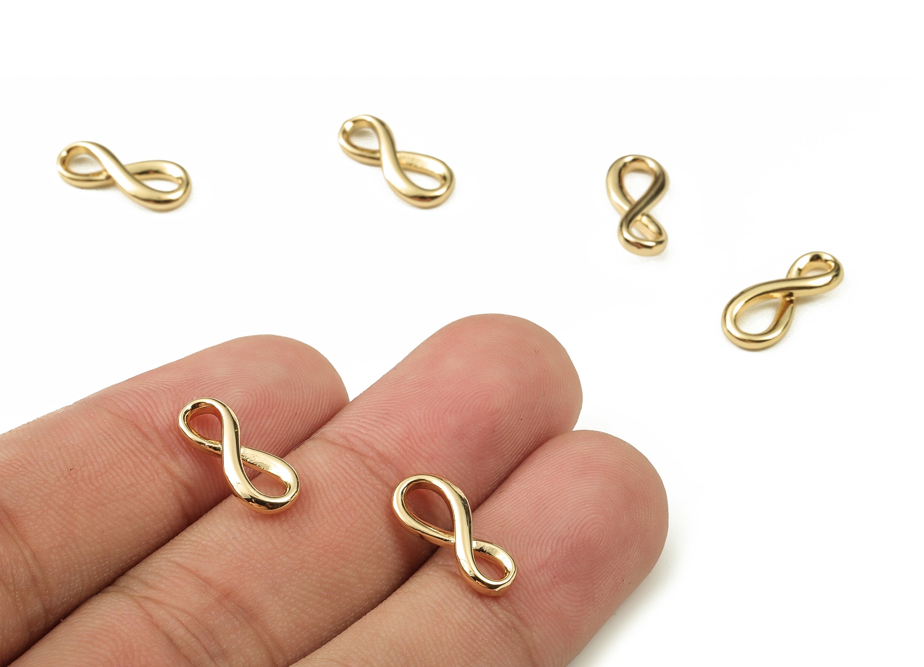 Brass Knot Earring Connector - Gold Number 8 Charms - 18K Real Gold Plated Brass - Jewelry Making Supplies - 14.63x6.52x1.67mm - RGP3843 - DOMEDBAZAAR