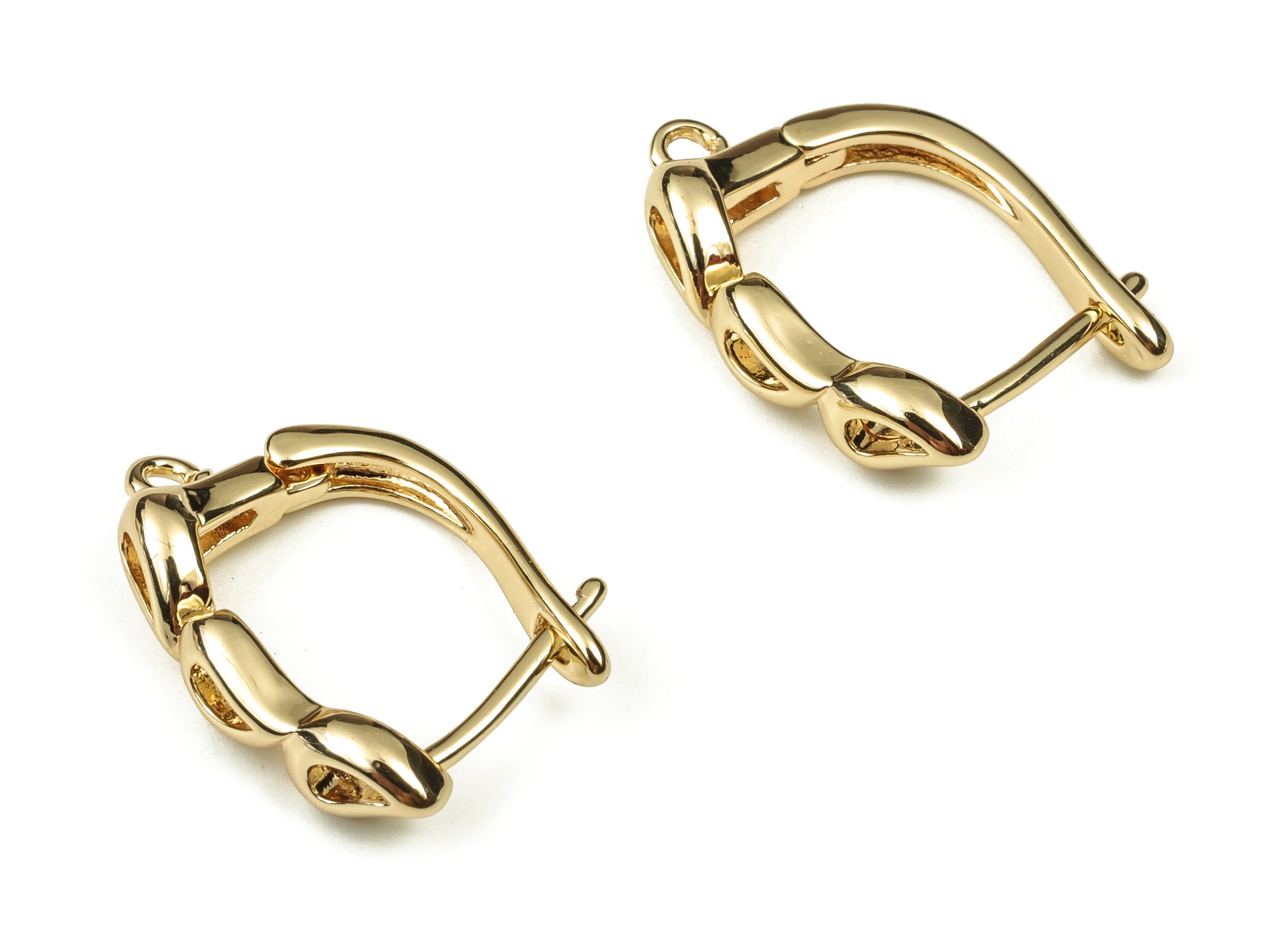 Brass Stud Earring - Drop Stud Earrings - Stainless Steel Stud – Open Ring – 18K Real Gold Plated Brass - 19.1x12.94x2.14mm - RGP3864 - DOMEDBAZAAR