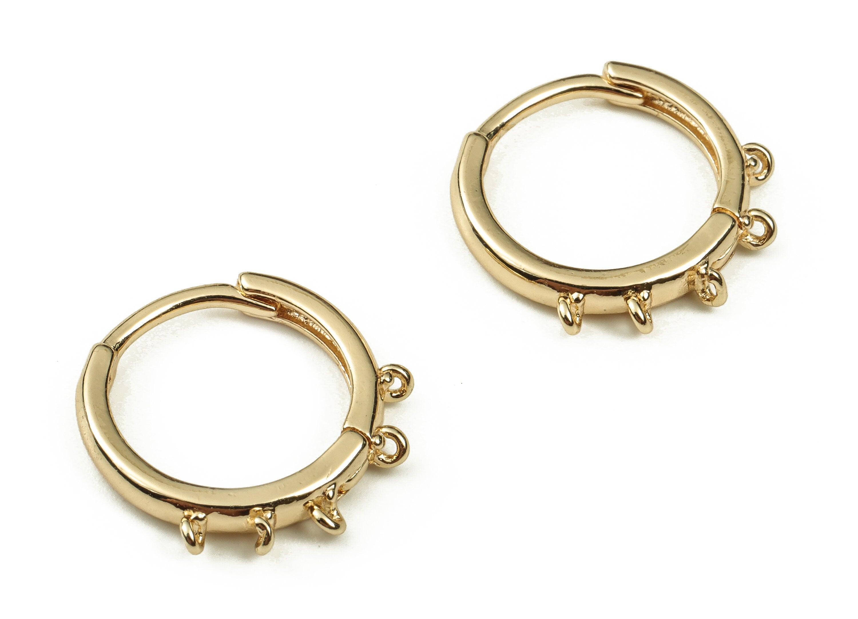 Brass Round Circle Earrings – Round Hoop Earring - 5 Loops – 18K Real Gold Plated Earrings – Jewelry Supplies – 13.8x14.67x2.23mm - RGP3408 - DOMEDBAZAAR