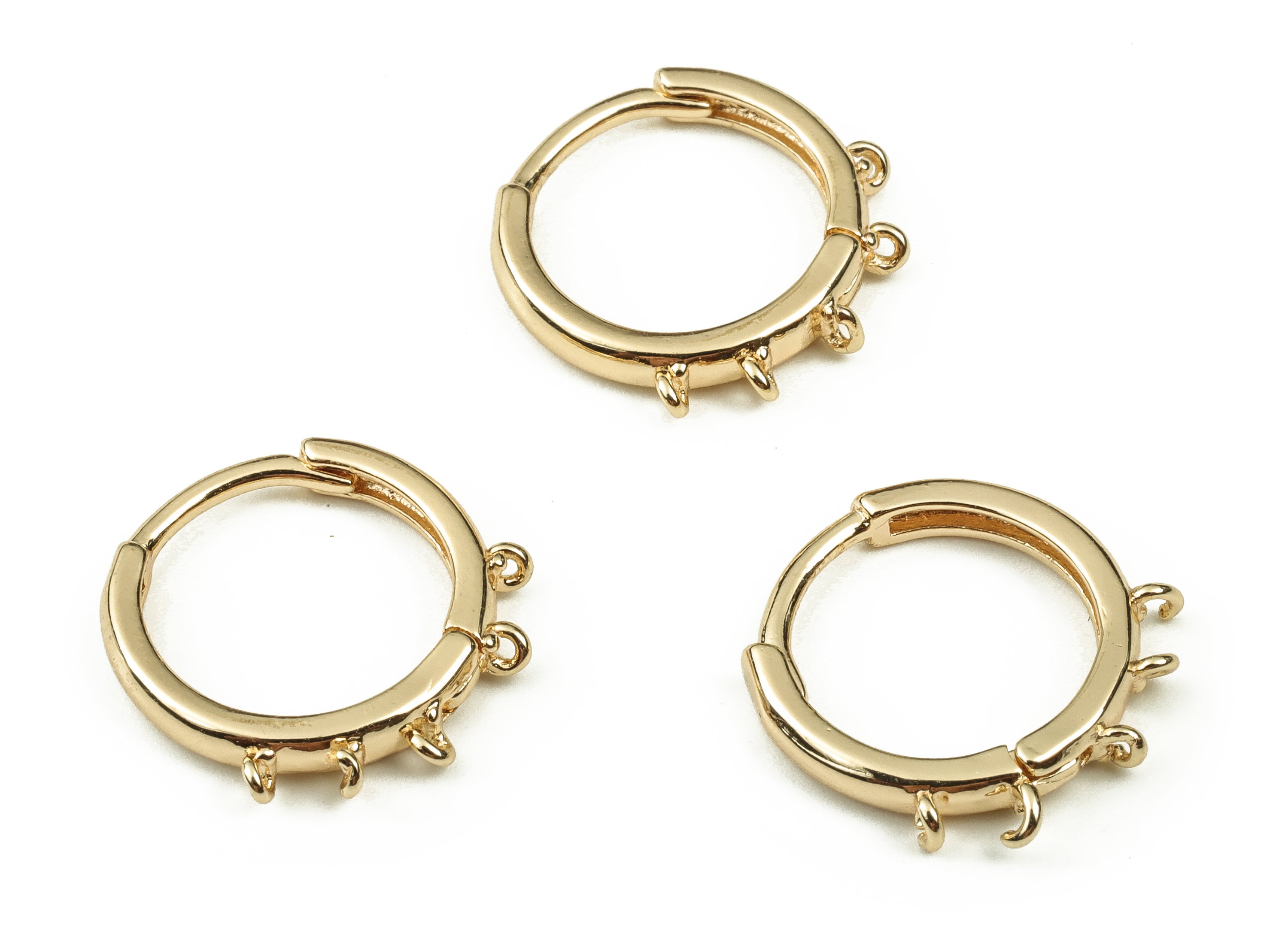 Brass Round Circle Earrings – Round Hoop Earring - 5 Loops – 18K Real Gold Plated Earrings – Jewelry Supplies – 13.8x14.67x2.23mm - RGP3408 - DOMEDBAZAAR