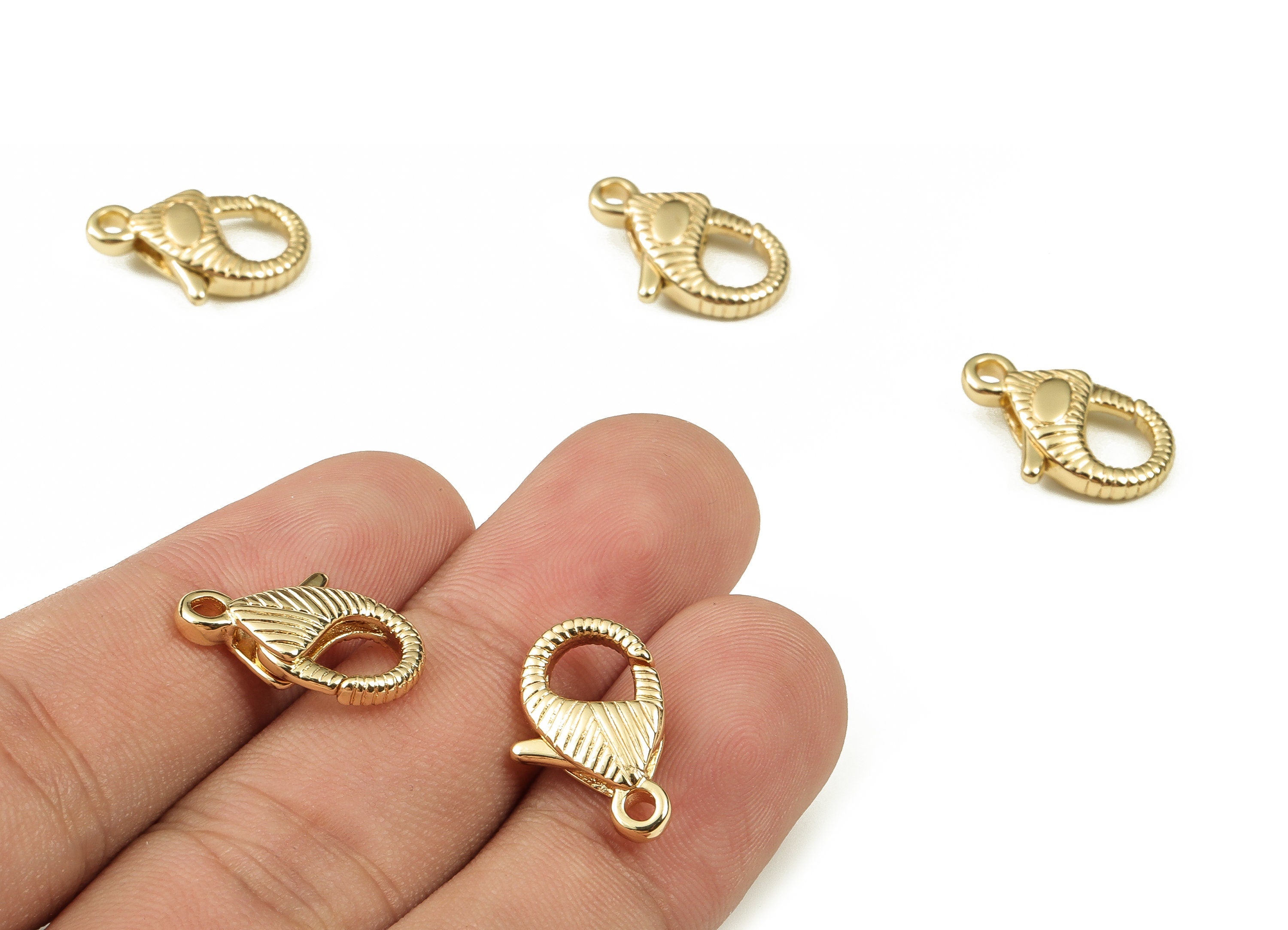 Brass Clips Parrot Clasp - Bracelet Clasps - Necklace Lobster Clasp - 18K Real Gold Plated Brass - Jewelry Supplies - 17.6x12x31mm - RGP3542 - DOMEDBAZAAR