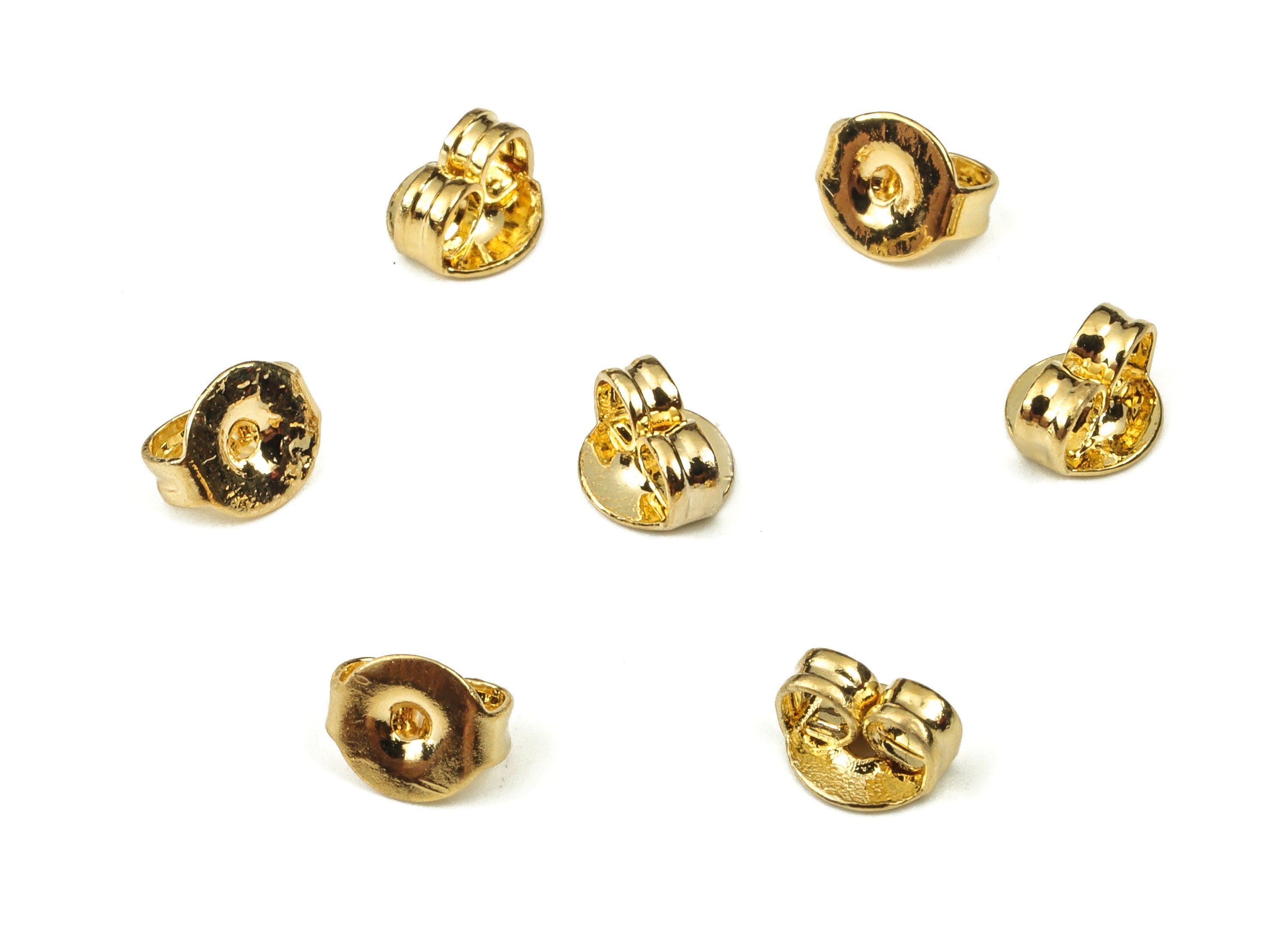 Brass Earring Stud Back - Gold Earring Post Nuts & Earring Wire Backs - 18K Real Gold Plated Brass - 5.21x4.61x2.71mm - RGP3757 - DOMEDBAZAAR