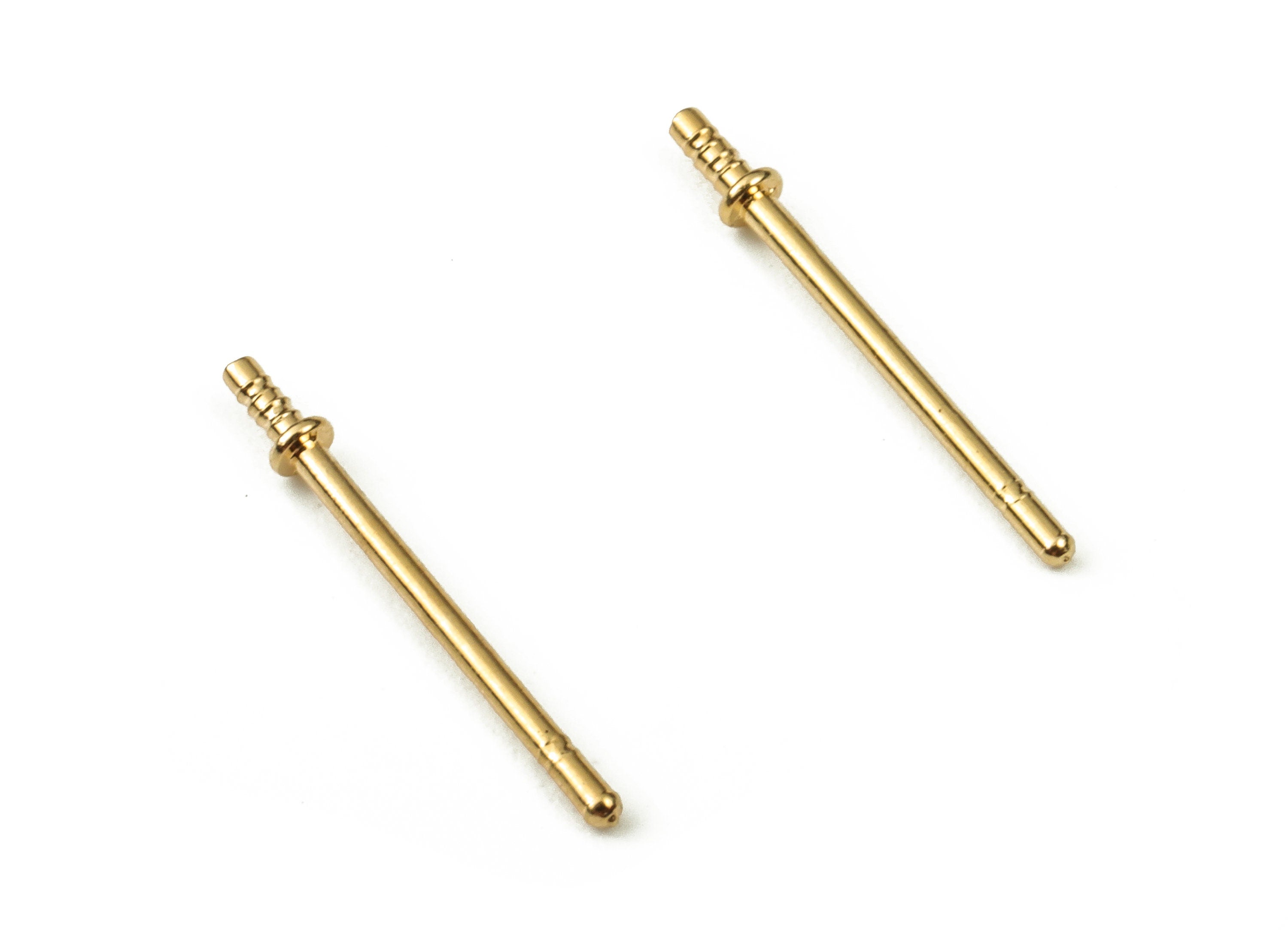 Earring Stud Posts - Surgical Grade Gold Earring Posts - Stainless Steel Stud - 18K Real Gold Plated Brass - 13mm x1.5mm - RGP3867 - DOMEDBAZAAR