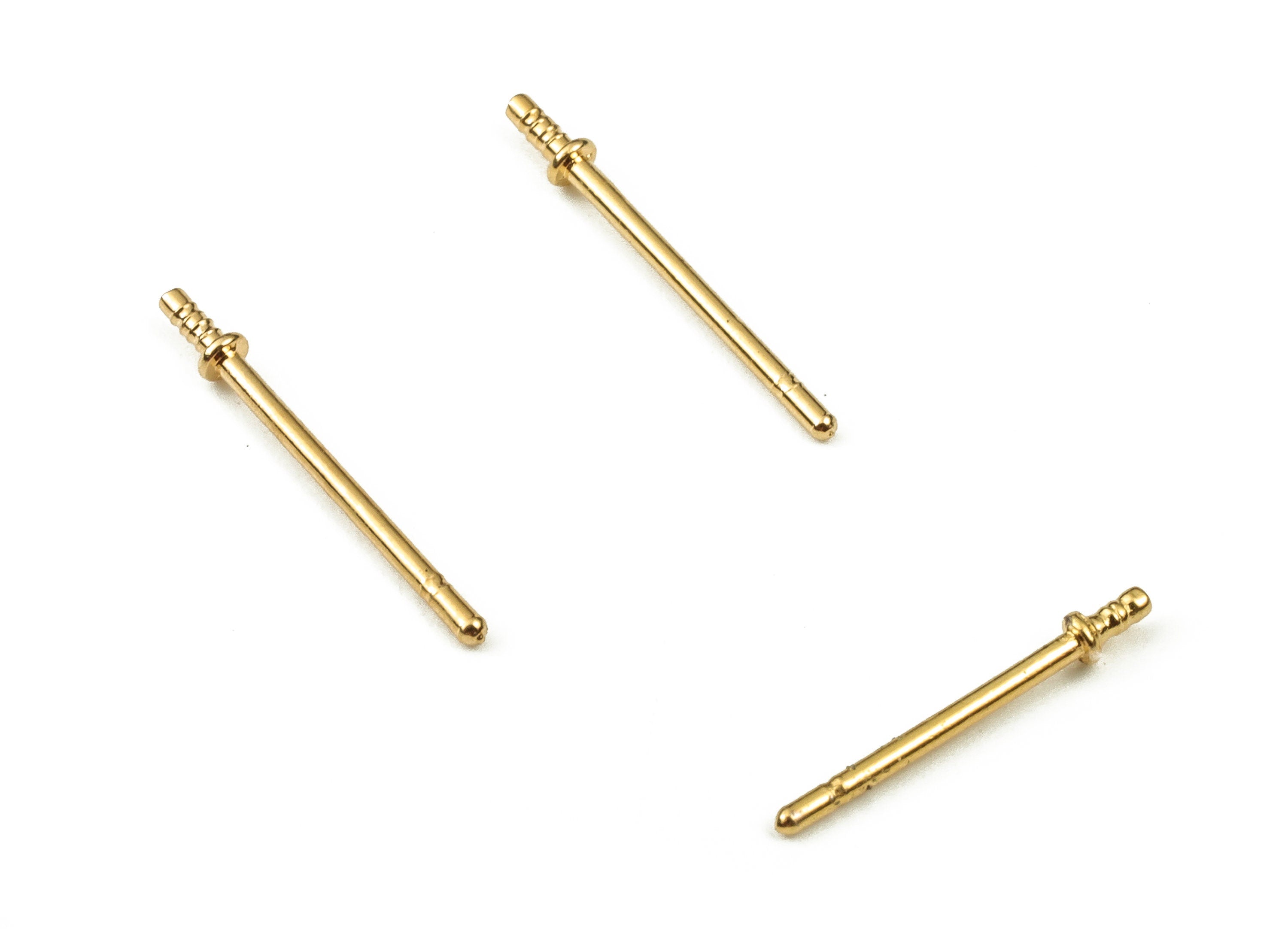 Earring Stud Posts - Surgical Grade Gold Earring Posts - Stainless Steel Stud - 18K Real Gold Plated Brass - 13mm x1.5mm - RGP3867 - DOMEDBAZAAR