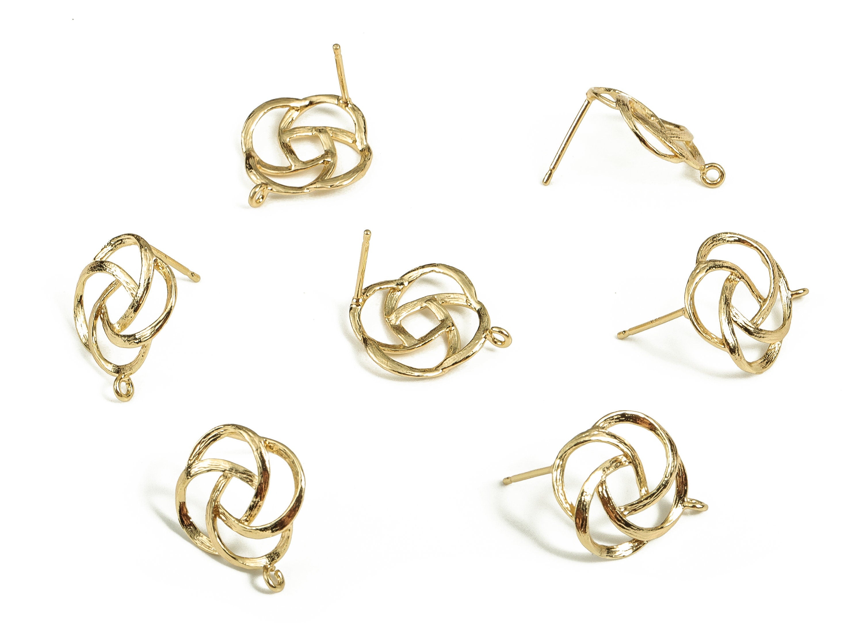 Brass Flower Earring Post - Gold Flower Earring Stud - 18K Real Gold Plated Brass - Silver Stud - Jewelry Supplies - 18.1x15.6x2mm - RGP3687 - DOMEDBAZAAR