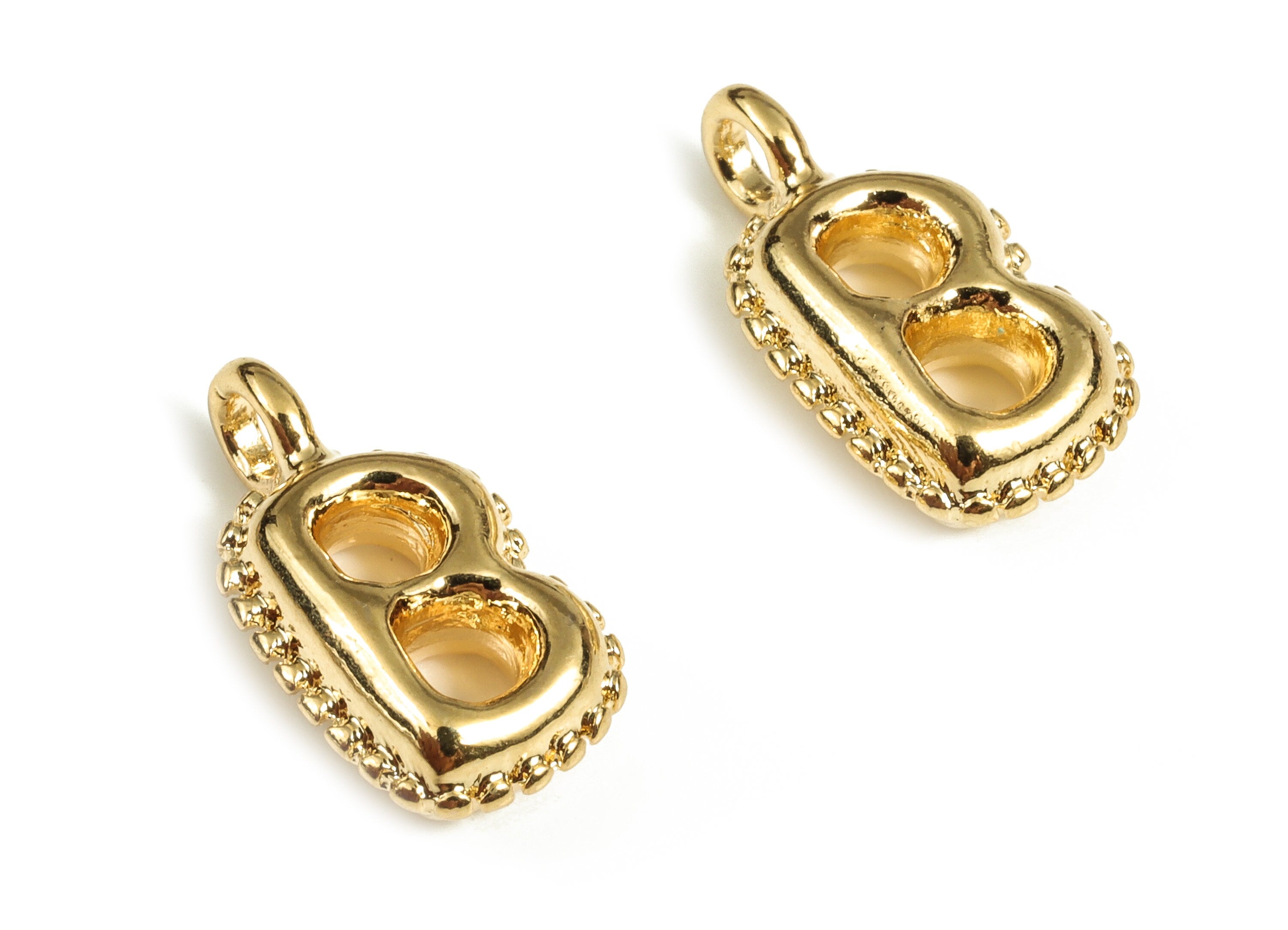 Brass The letter B Earring Charms - Gold The letter B Pendant - 18K Real Gold Plated Brass - Jewelry Supplies - 14.56x7.71x3.62mm - RGP3737B - DOMEDBAZAAR