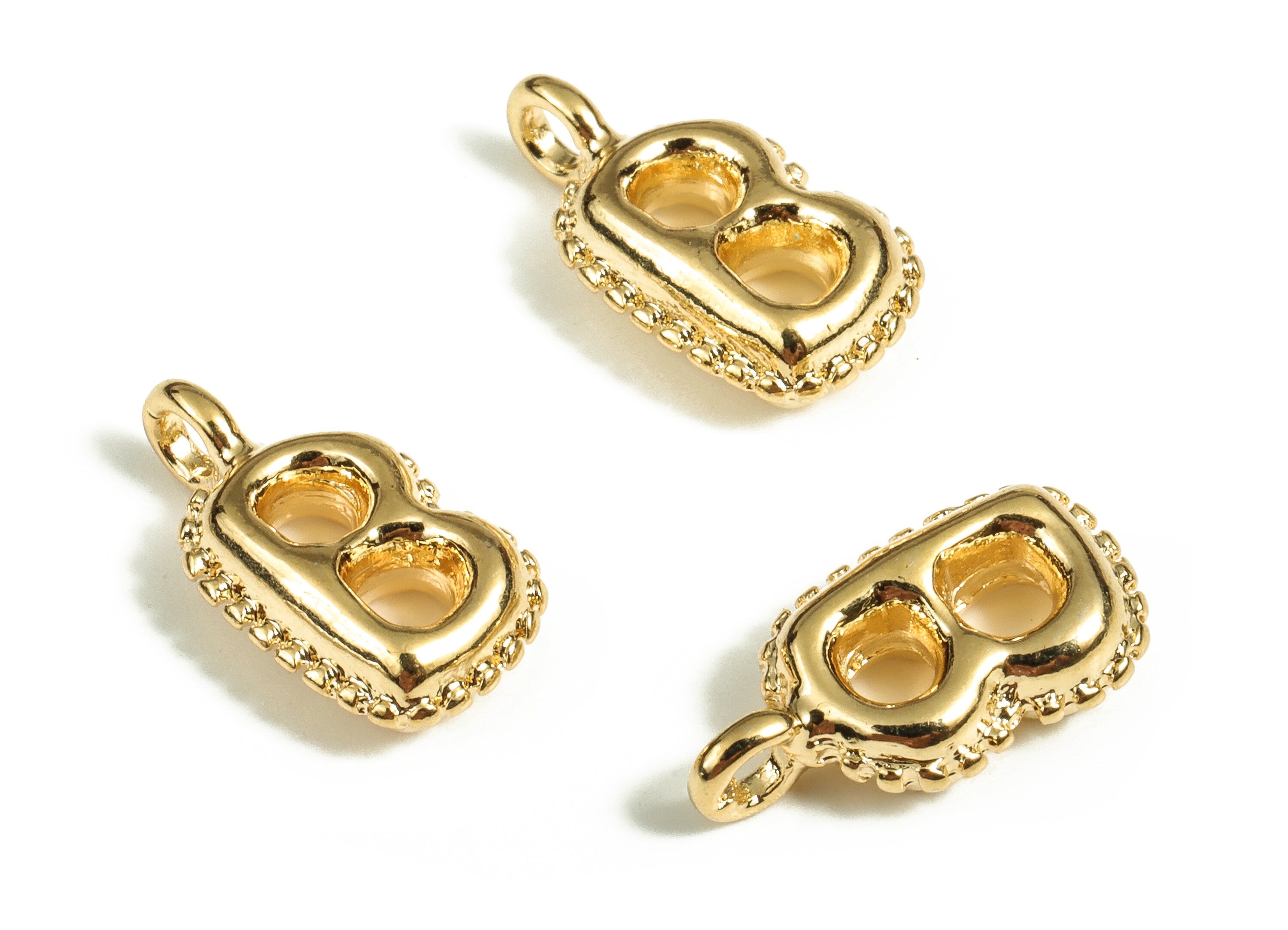 Brass The letter B Earring Charms - Gold The letter B Pendant - 18K Real Gold Plated Brass - Jewelry Supplies - 14.56x7.71x3.62mm - RGP3737B - DOMEDBAZAAR