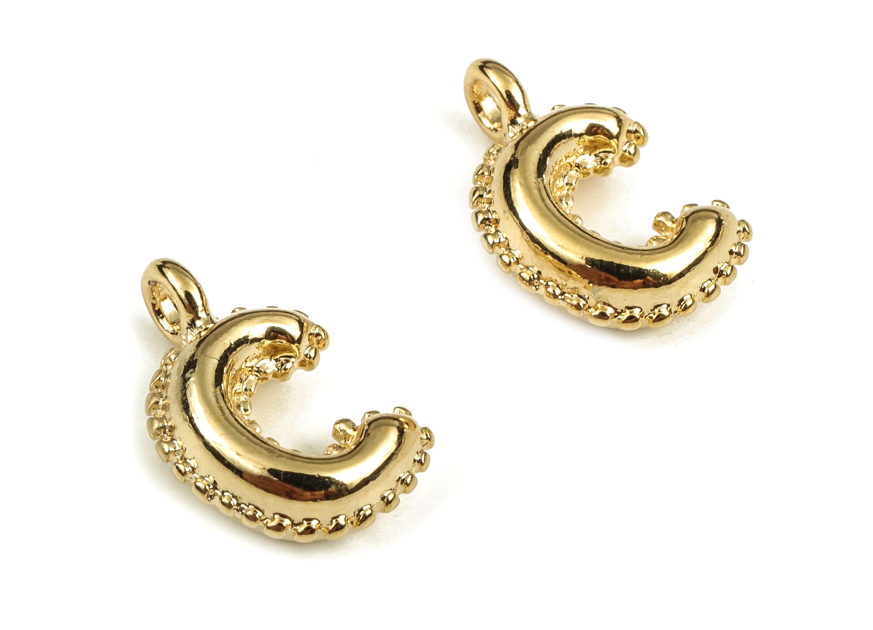 Brass The letter C Earring Charms - Gold The letter C Pendant - 18K Real Gold Plated Brass - Jewelry Supplies - 14.49x8.66x4.12mm - RGP3737C - DOMEDBAZAAR