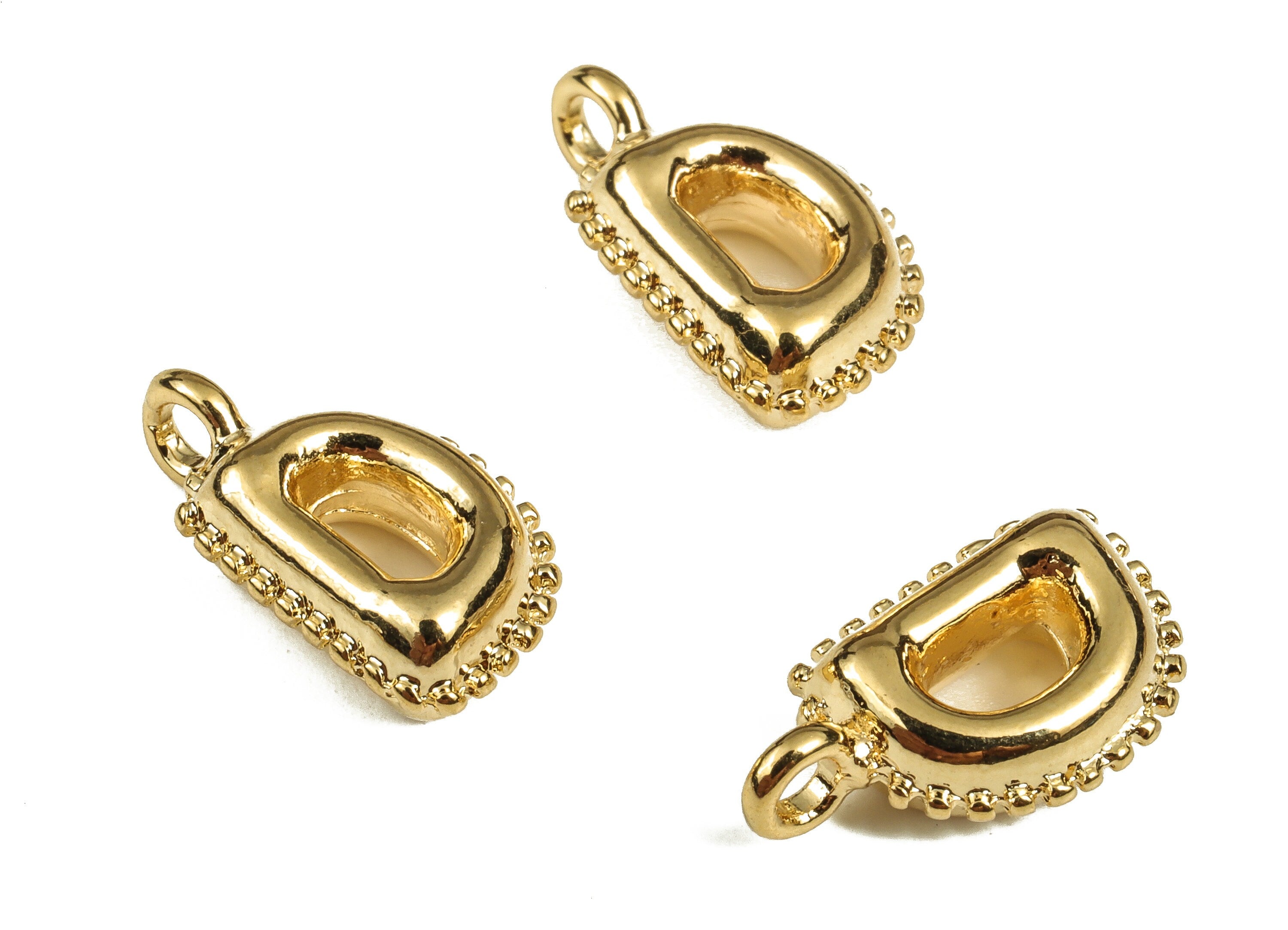 Brass The letter D Earring Charms - Gold The letter D Pendant - 18K Real Gold Plated Brass - Jewelry Supplies - 14.54x8.18x4.38mm - RGP3737D - DOMEDBAZAAR