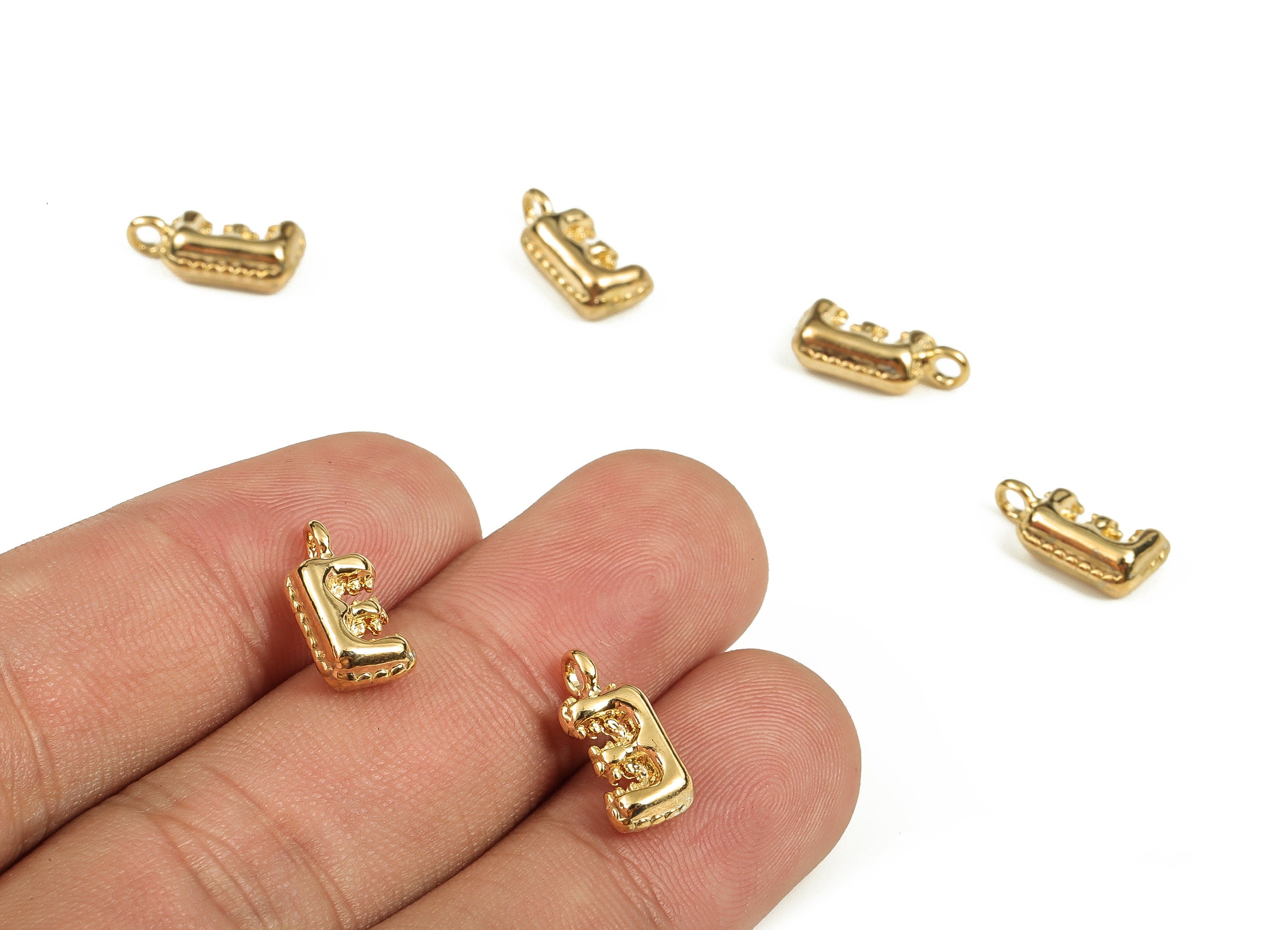 Brass The letter E Earring Charms - Gold The letter E Pendant - 18K Real Gold Plated Brass - Jewelry Supplies - 13.69x6.67x4.34mm - RGP3737E - DOMEDBAZAAR