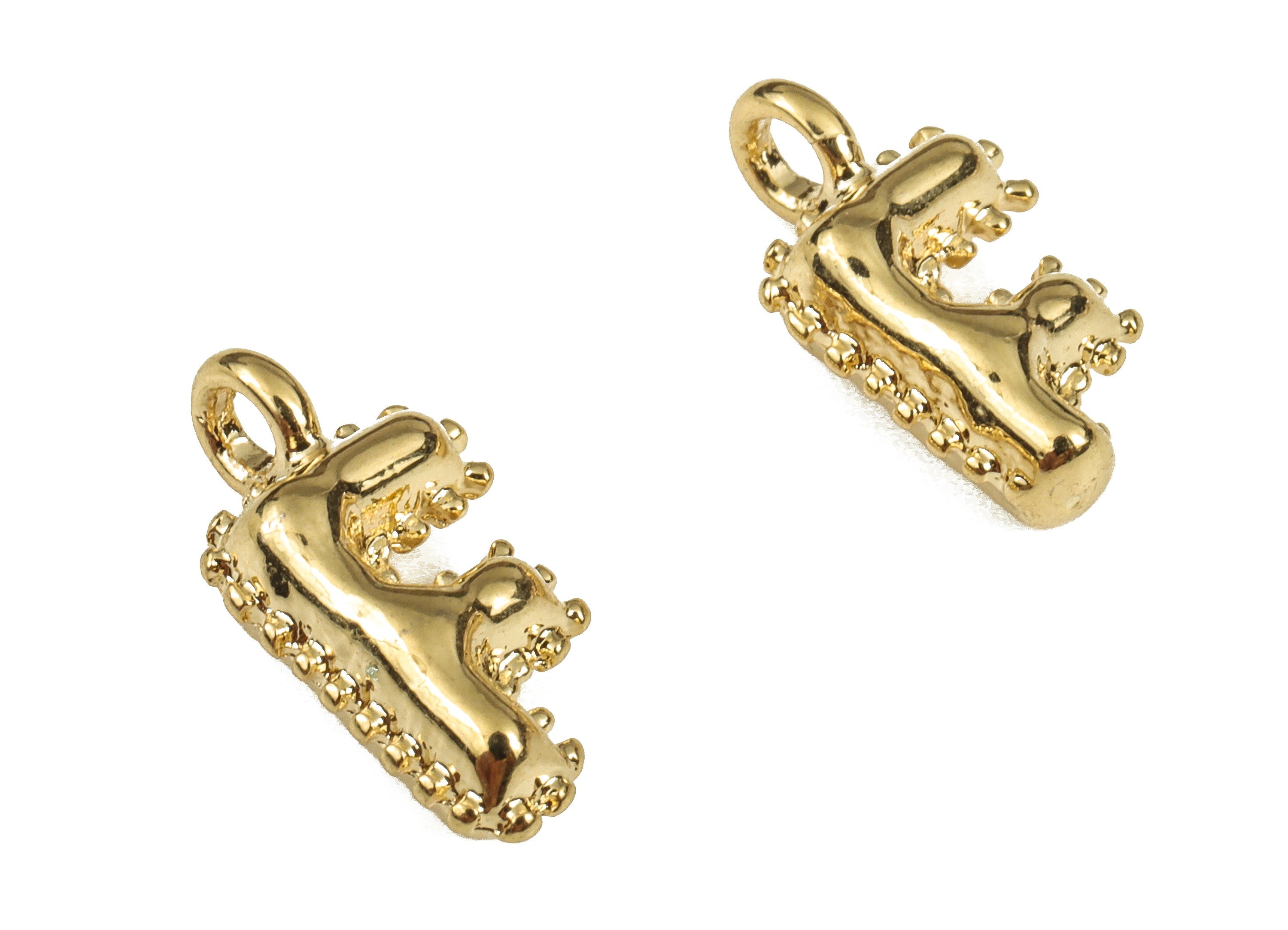 Brass The letter F Earring Charms - Gold The letter F Pendant - 18K Real Gold Plated Brass - Jewelry Supplies - 14.5x7.4x4.13mm - RGP3737F - DOMEDBAZAAR