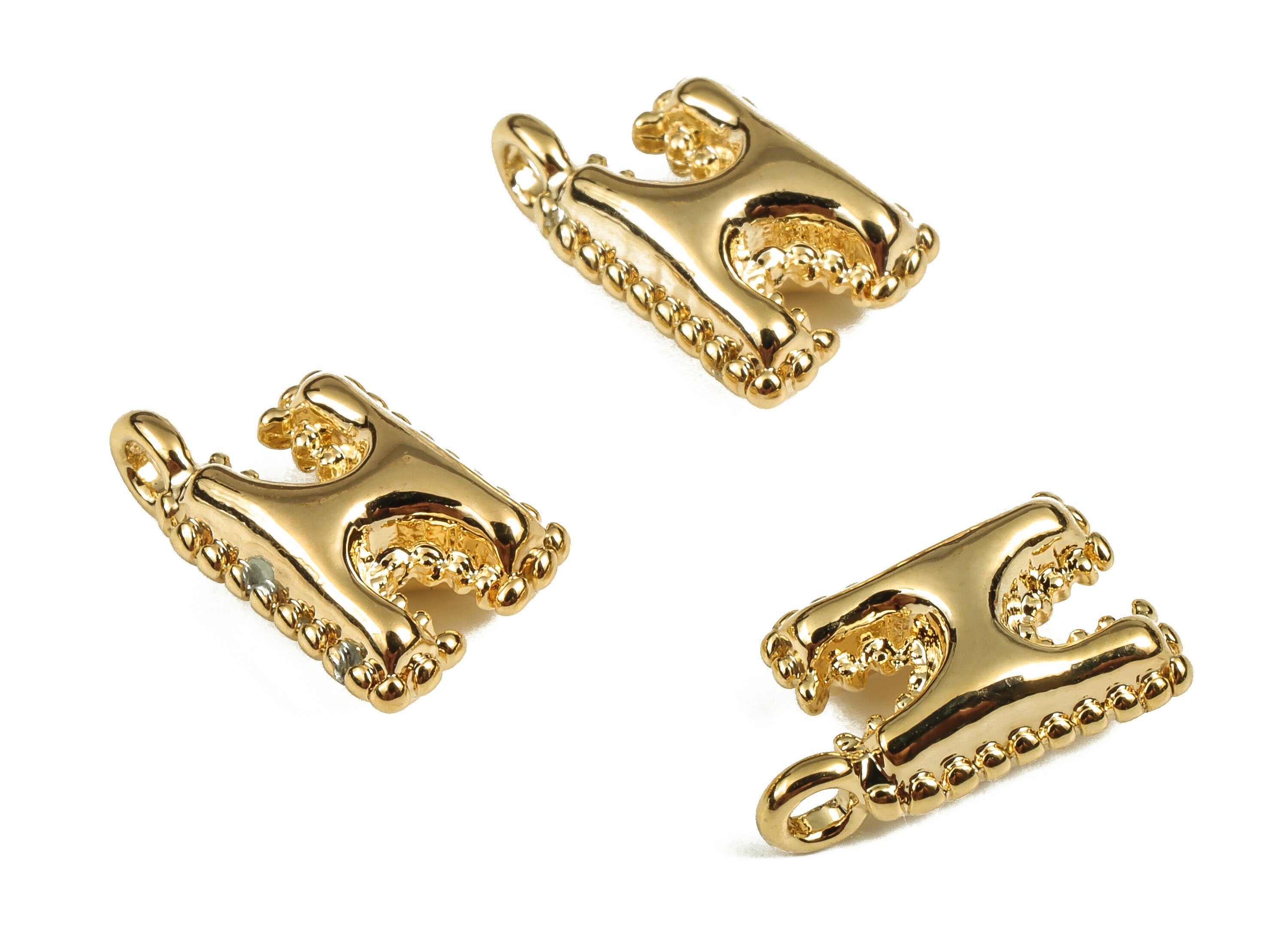 Brass The letter H Earring Charms - Gold The letter H Pendant - 18K Real Gold Plated Brass - Jewelry Supplies - 14.04x8.37x4.82mm - RGP3737H - DOMEDBAZAAR